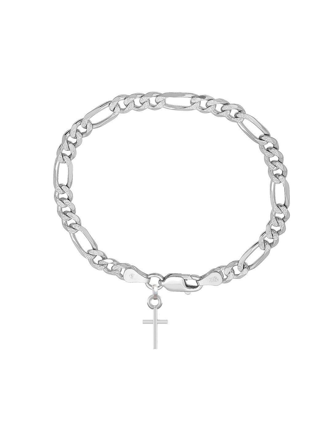 Metronaut Men 925 Sterling Silver Link Bracelet With Jesus Symbol Pendant