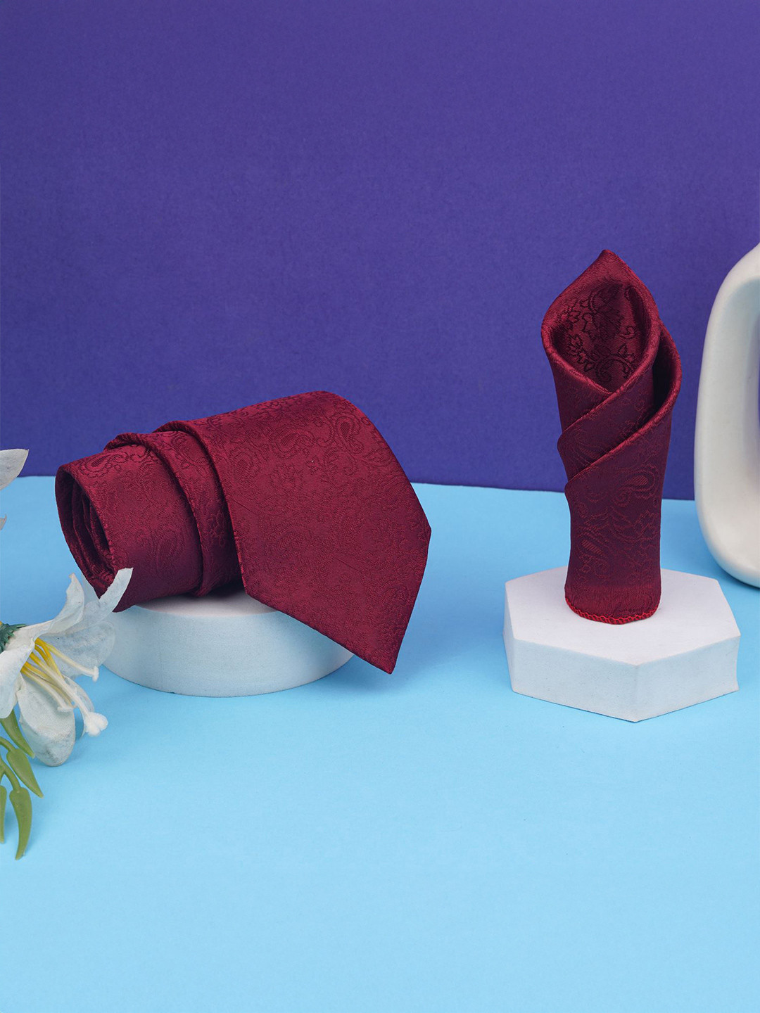 CALIXTO Woven Designed Tie & Pocket Square Accessory Gift Set