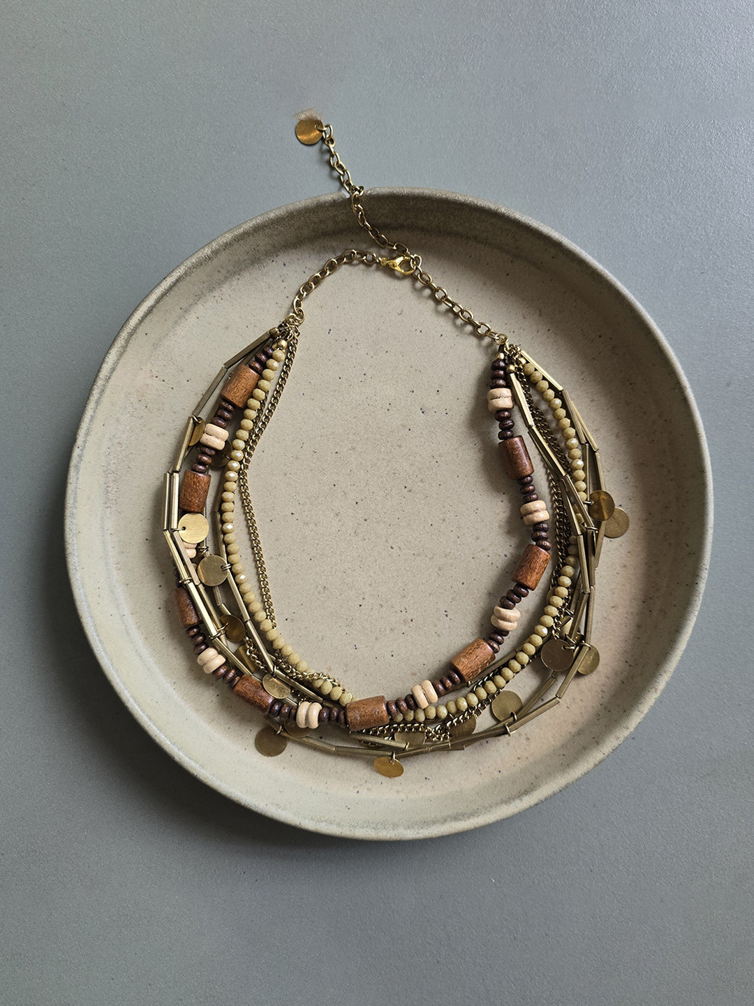 Studio Anviksha Wooden Beads Layered Statement Necklace