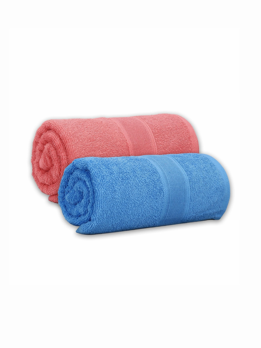Dollar Blue & Coral 2 Pieces Cotton 600 GSM Bath Towel