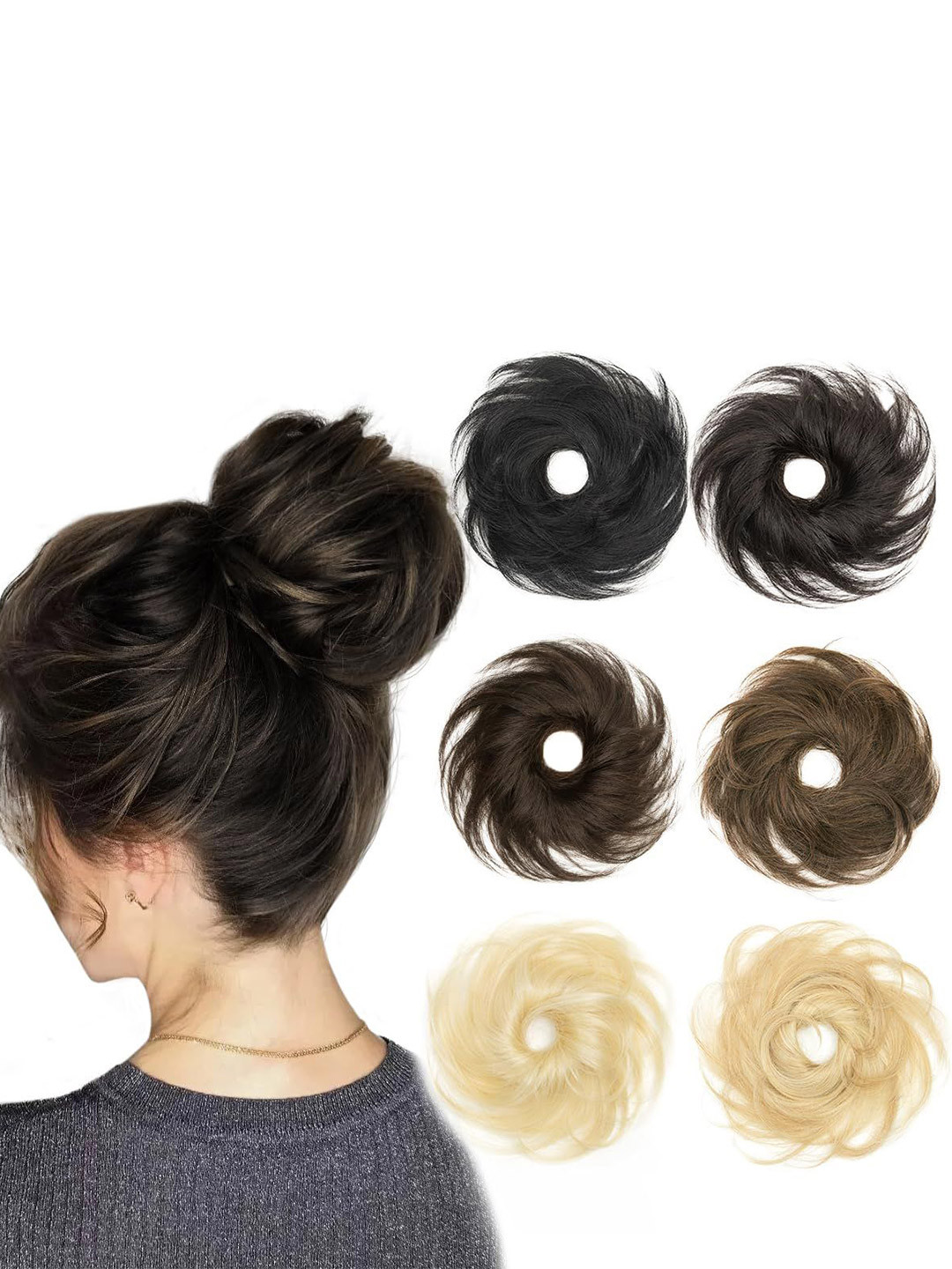 RITZKART Women Set Of 6 Rubber Bun Hair Accessory Set