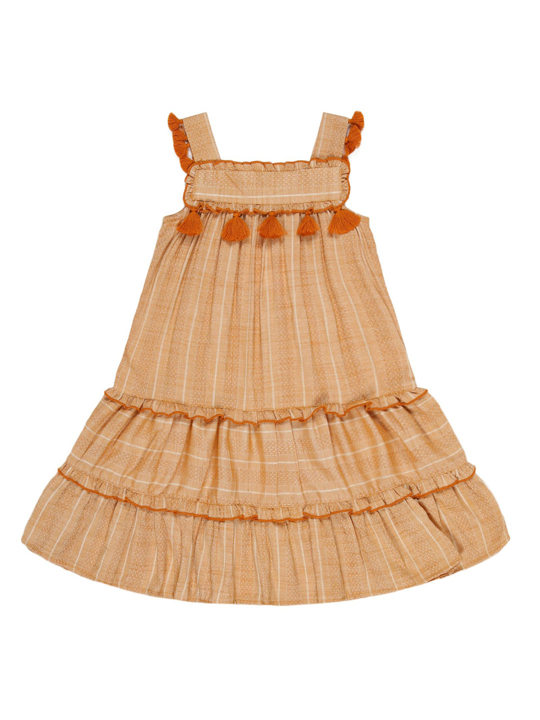 YOUNG BIRDS Girl Shoulder Straps Layered Tiered A-Line Dress