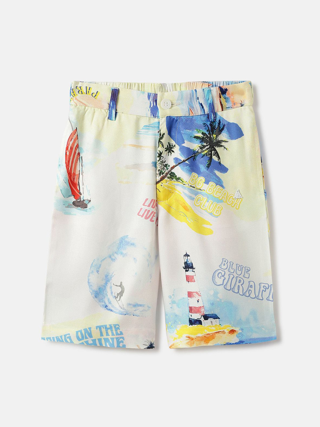 Blue Giraffe Boys Tropical Mid Rise Regular Fit Resort Shorts
