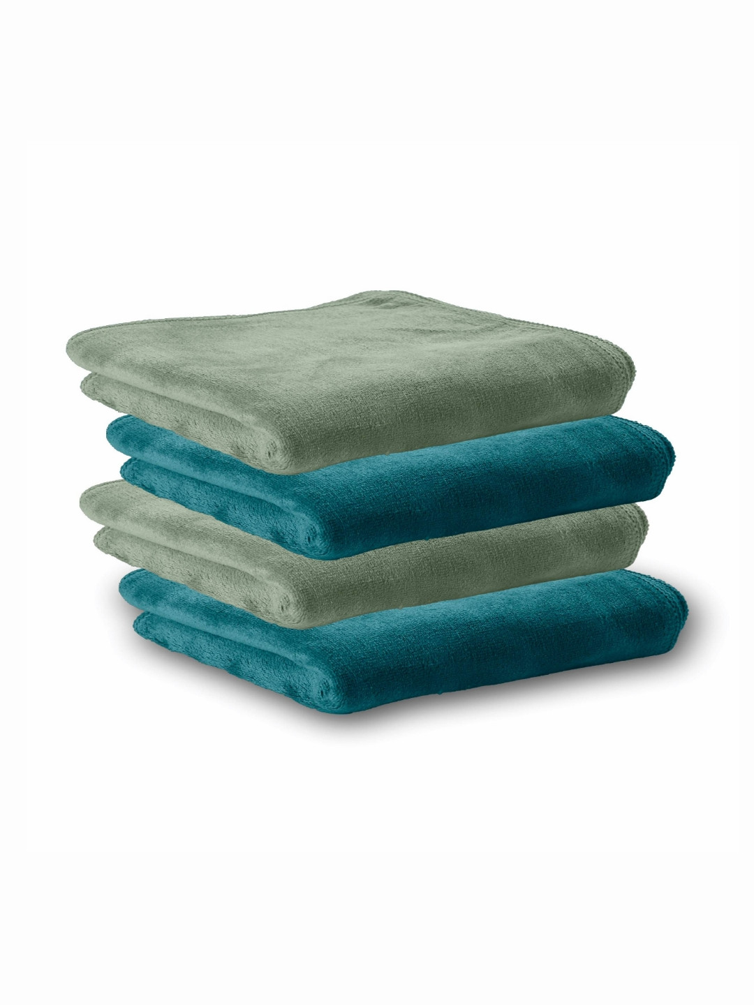 HOUSSE 4-Pcs Blue & Green Light Weight Hand Towels