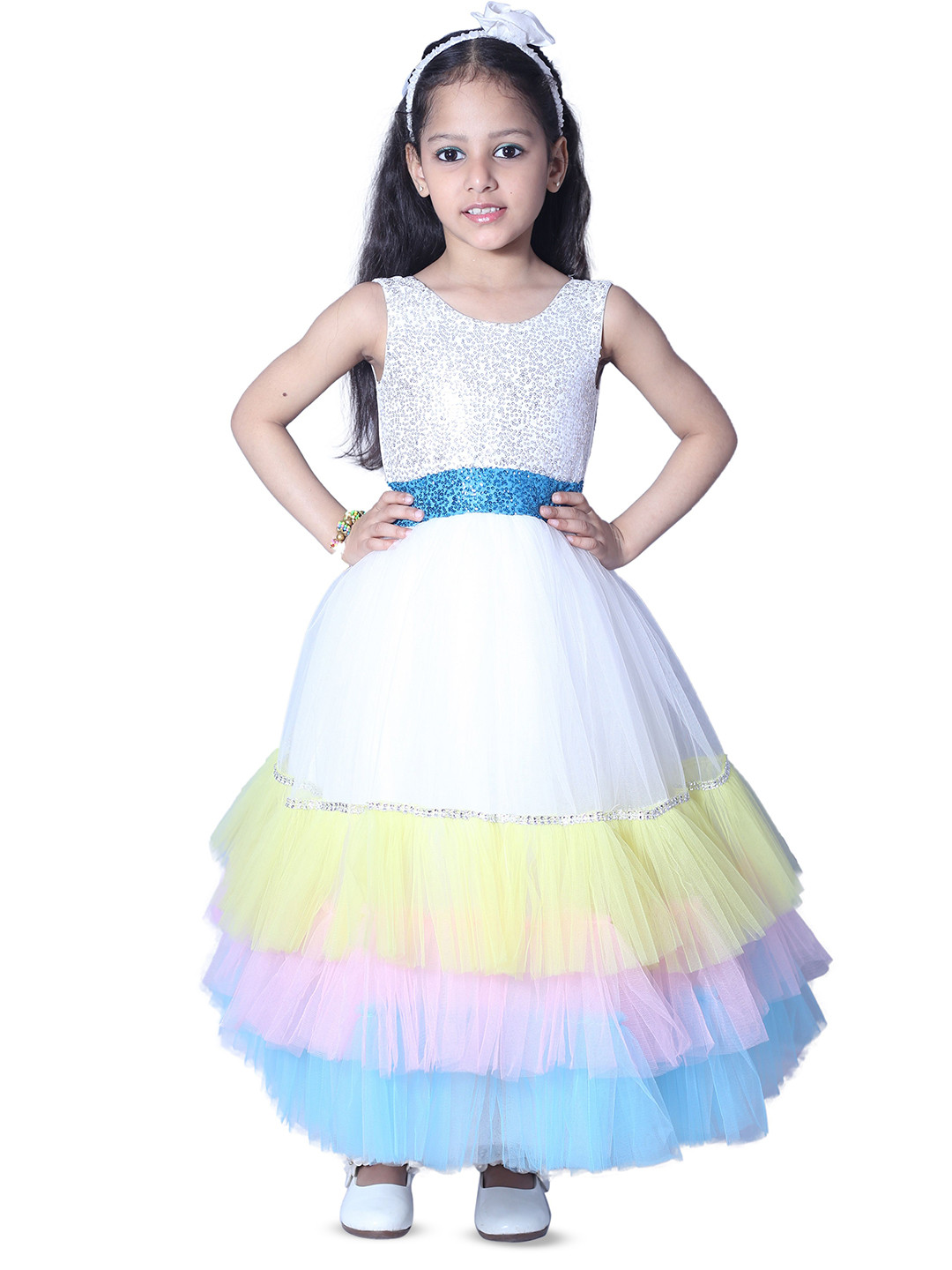 Wow Princess Girl's Net A-Line Maxi Dress