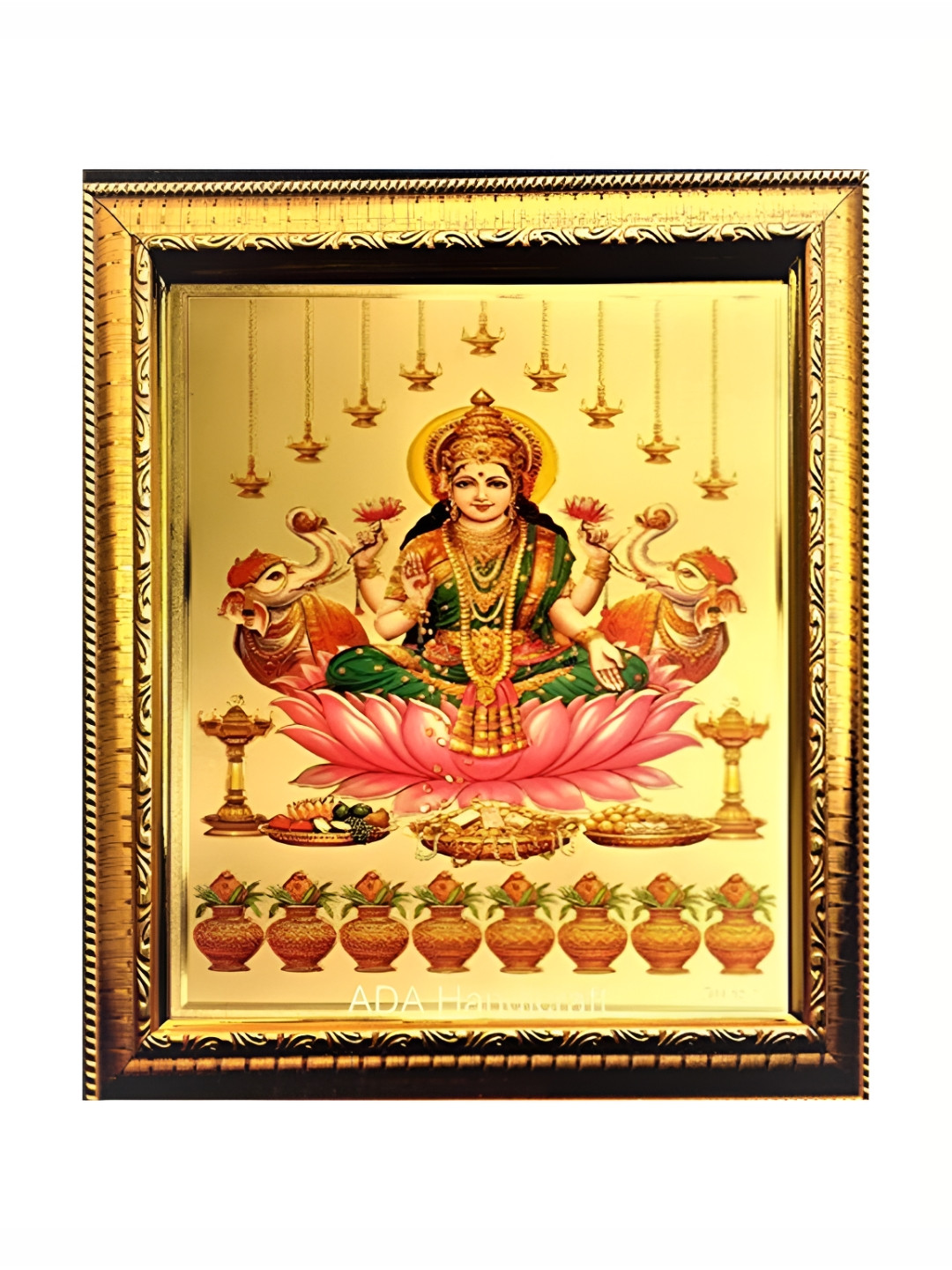 ADA Handicraft Gold-Toned Shree Laxmi Devi Wooden Wall Photo Frame