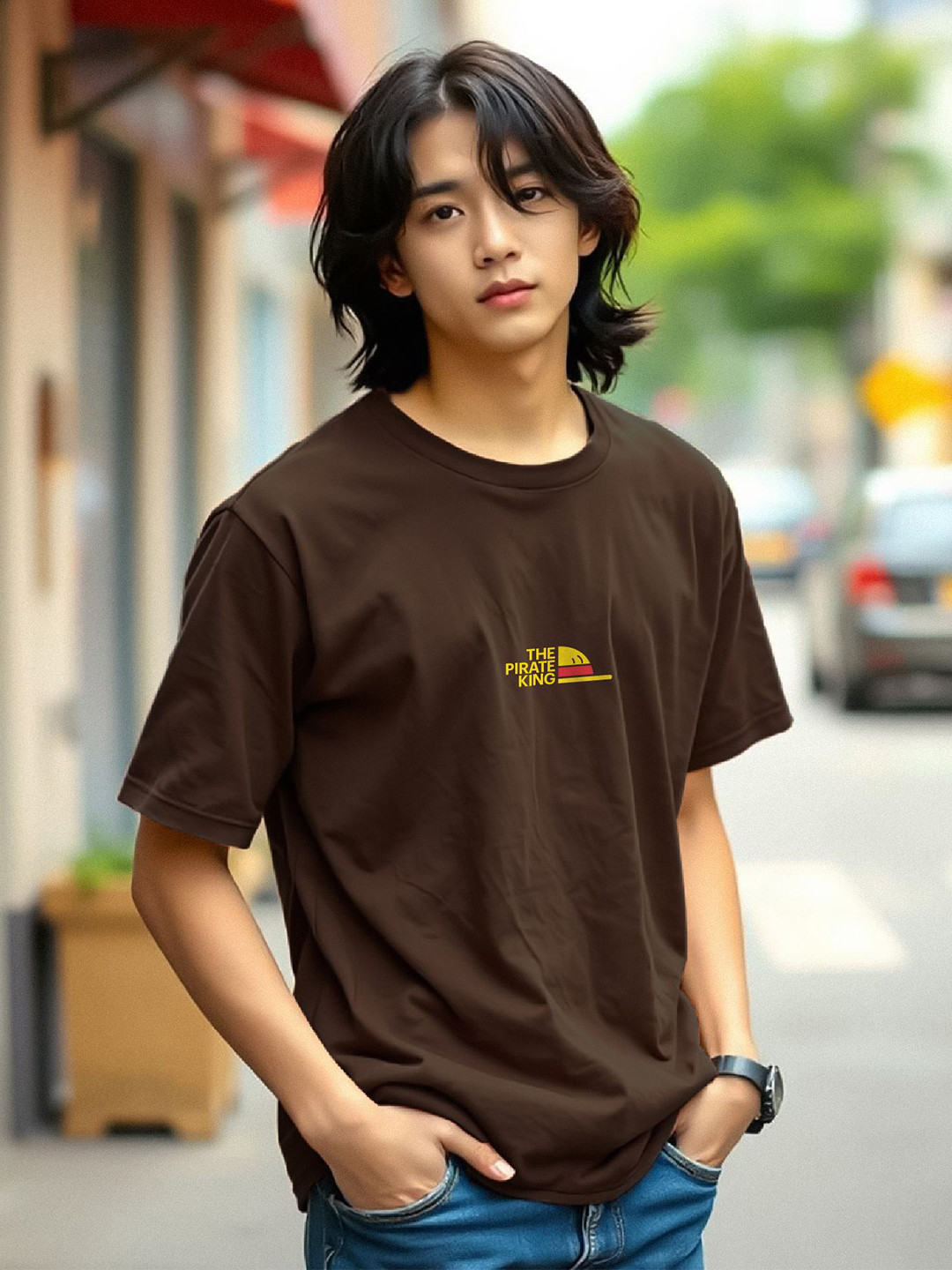 TOGS & TERRE Men One Piece Graphic Printed Round Neck Oversized Cotton T-shirt