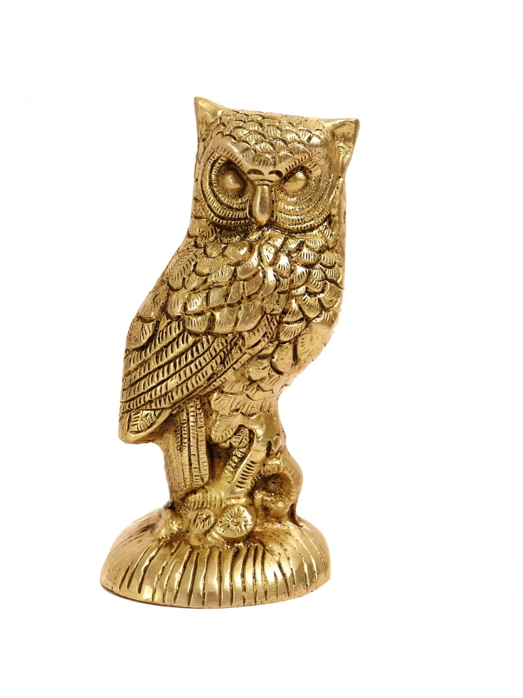 The Spiritual Living Owl Gold Brass Metallic Prayer Room Medium Showpiece - 3 Inches
