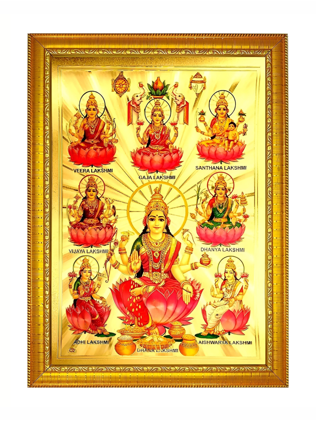 ADA Handicraft Gold-Toned & Red Shree Ashta Lakshmijee Wood Wall Photo Frames