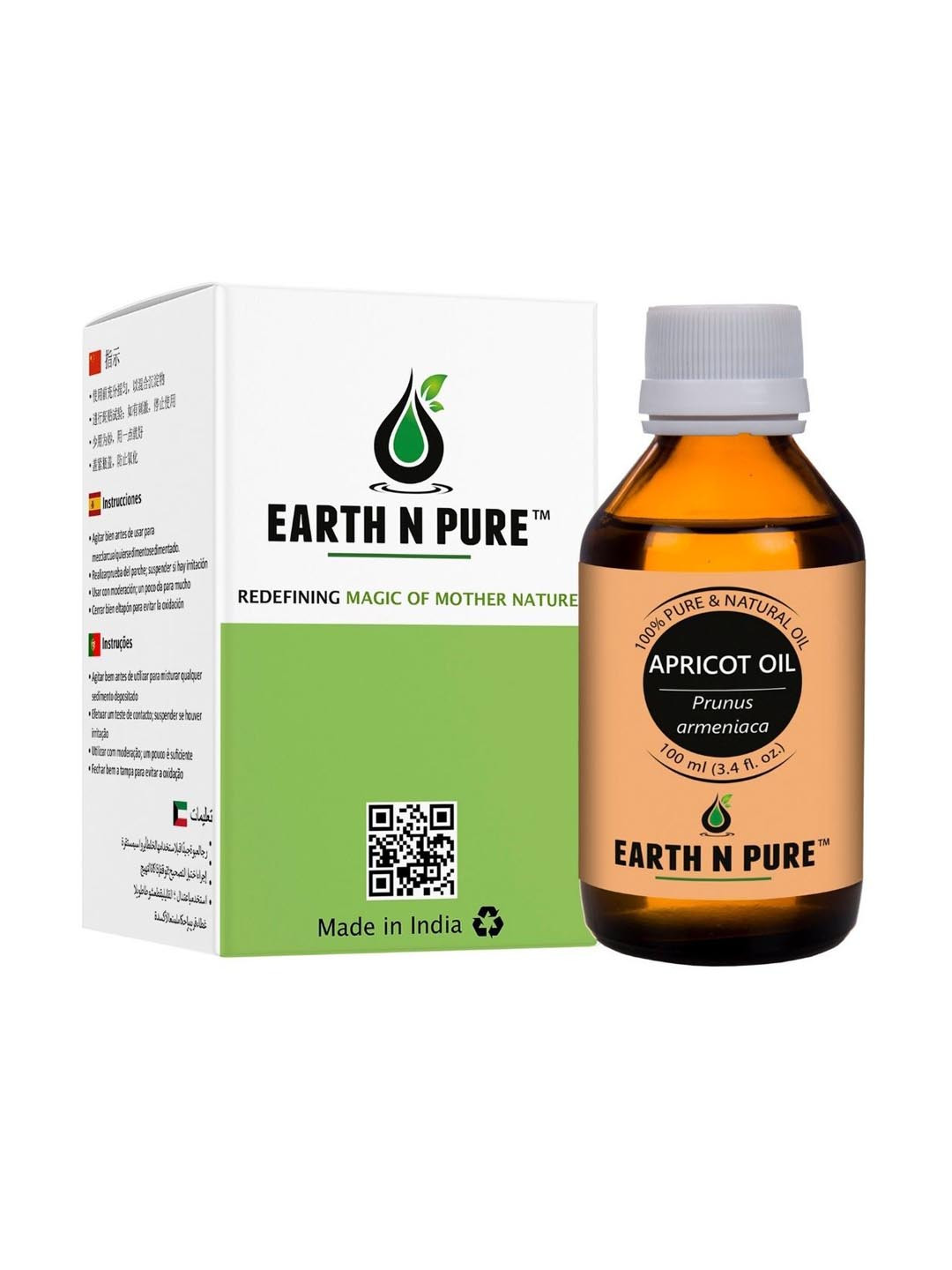 EARTH N PURE 100% Pure & Natural Nourishing Hair Apricot Oil & Therapeutic Grade - 100 ml