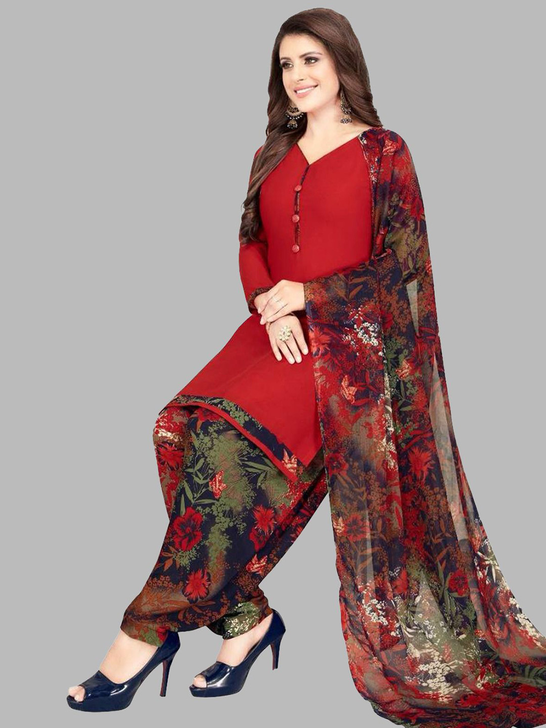 SIMPLYETHNIC Floral Yoke Design Unstitched Dress Material