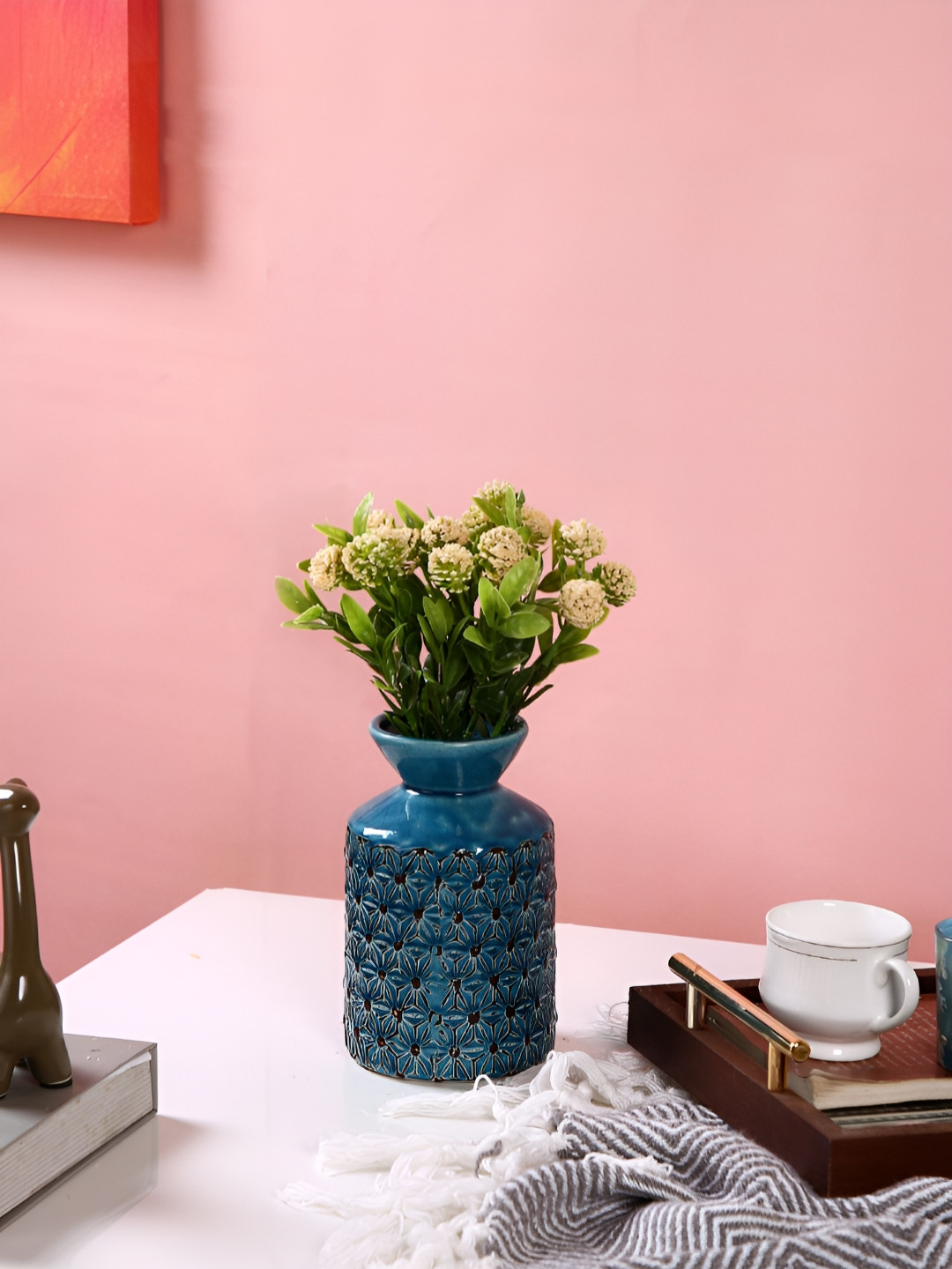 TAYHAA Blue Ceramic FlowerVase