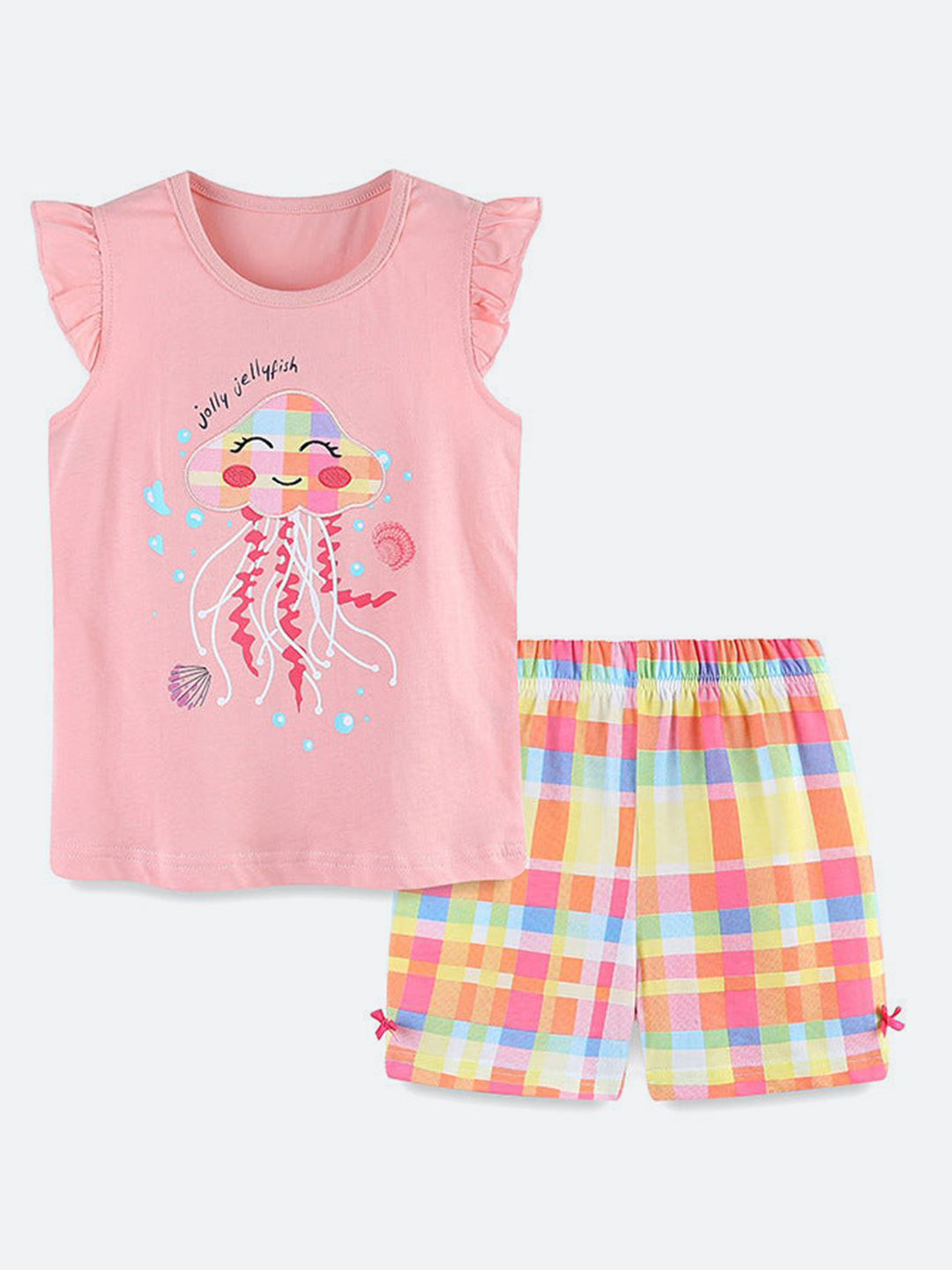 Oh Rare Girls Jellyfish Embroidered T-shirt With Shorts
