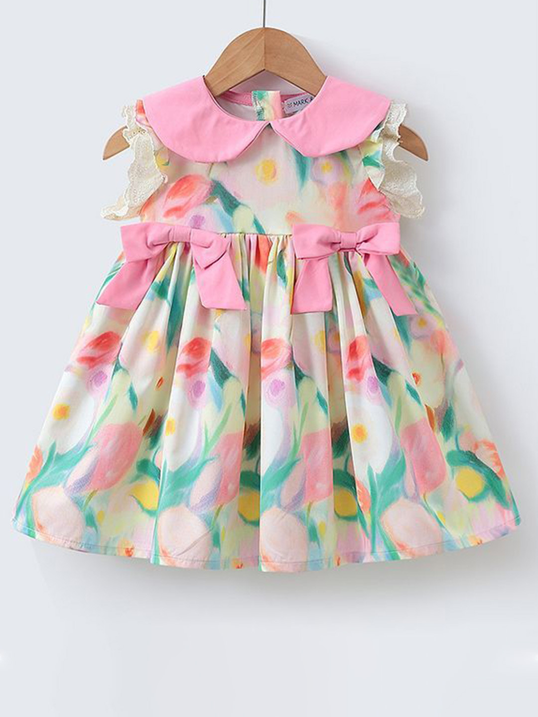 Mark & Mia Girls Floral Printed Peter Pan Collar Peplum Dress