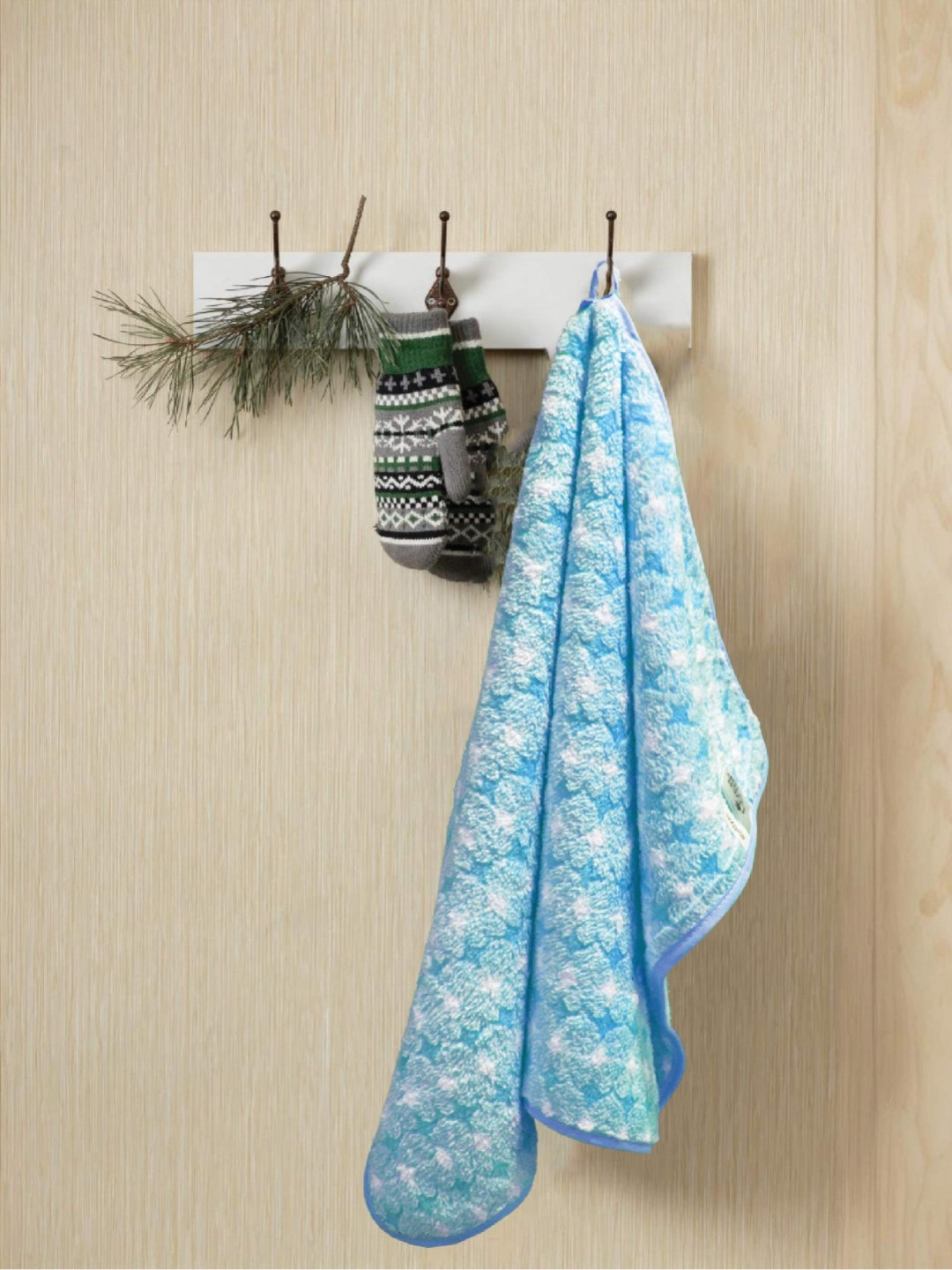 HOUSSE Blue & White Double Diamond Pattern Hand Towels