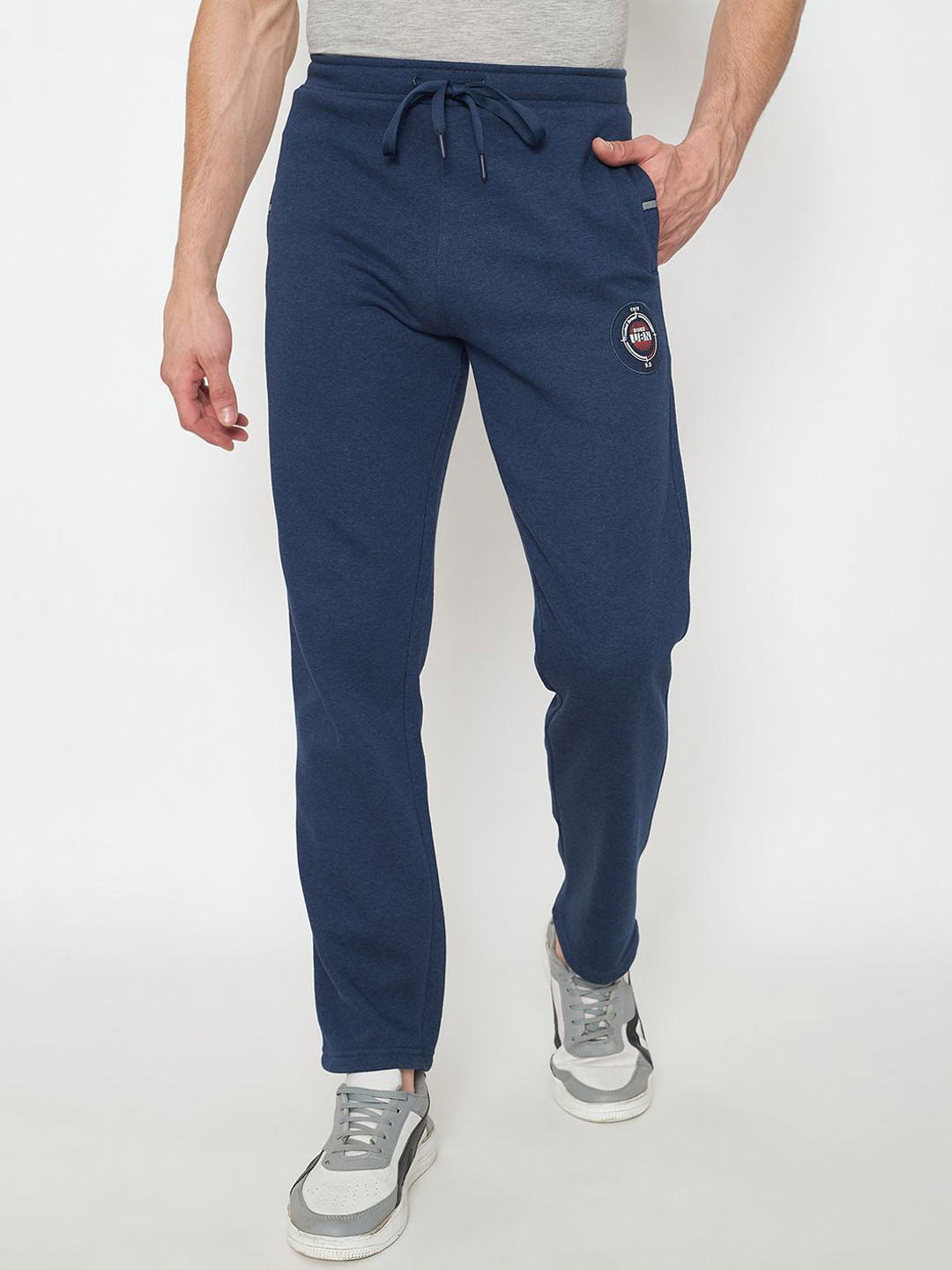 Duke Men Brand Logo Printed Cotton Mid Rise Track Pants