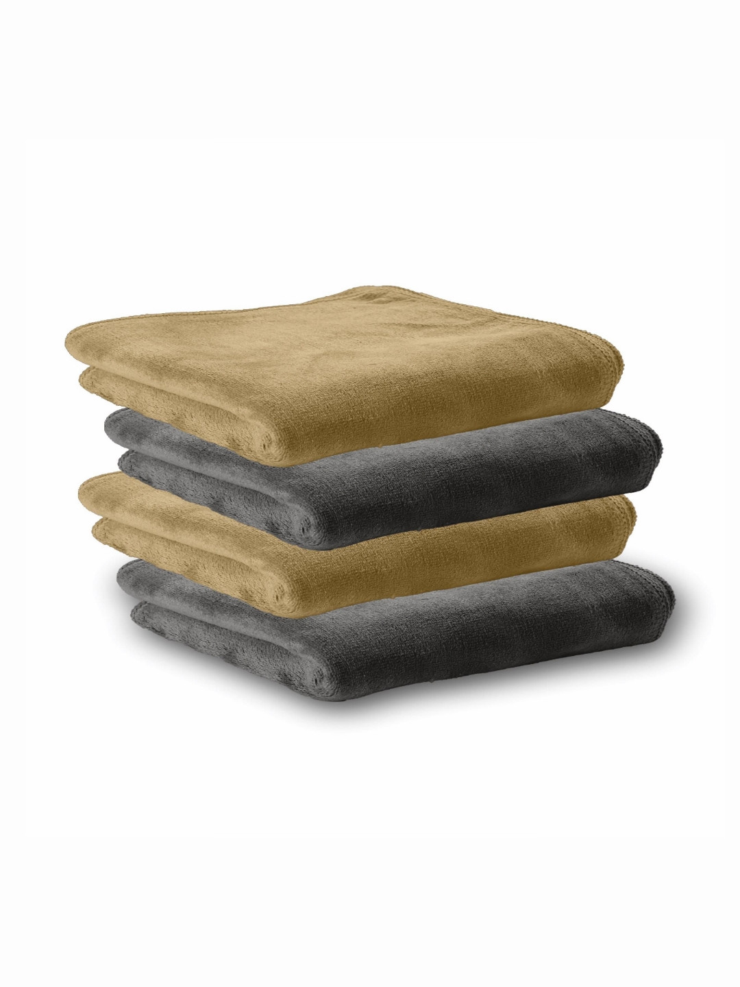 HOUSSE 4-Pieces Beige & Grey Light Weight Hand Towels
