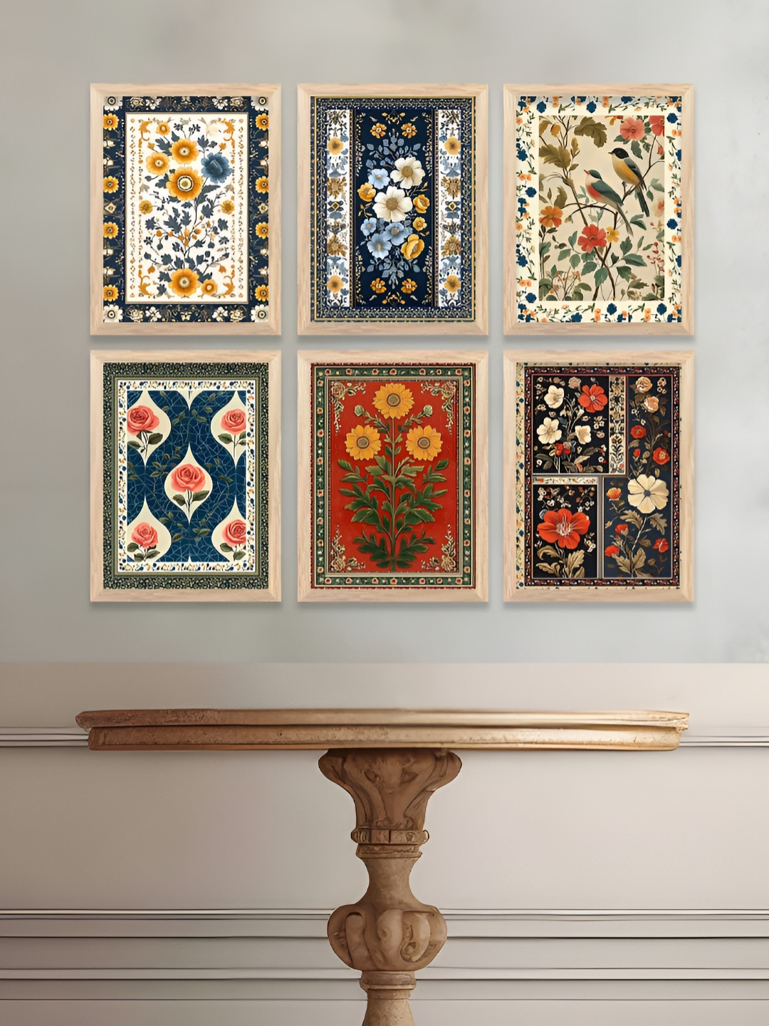 WALLLANE Wood 6 Piece Wall Rectangle Paintings Wall Art -17 x 3 In
