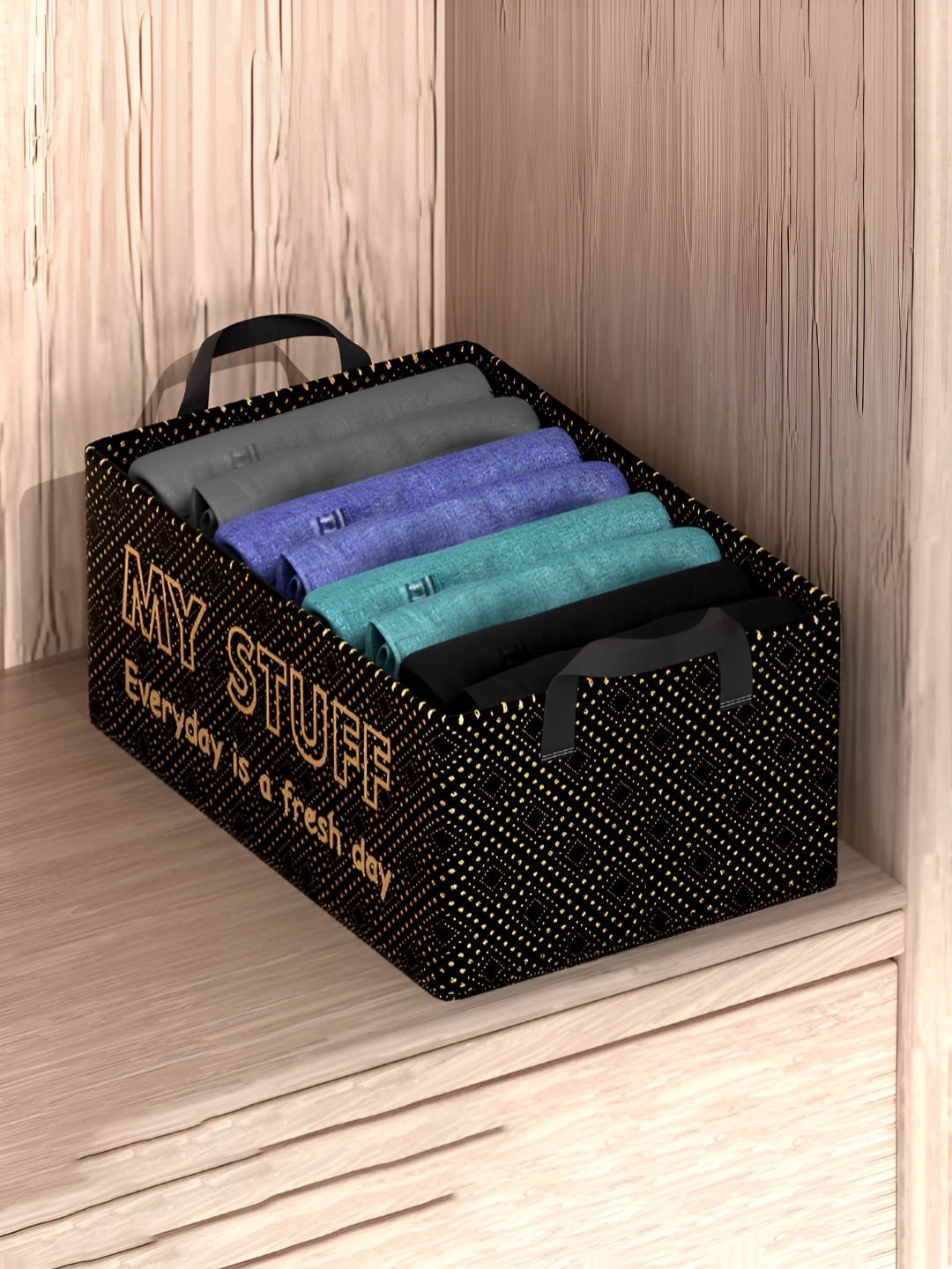 Aura Black and Yellow Checked Collapsible Foldable  Multi-Utility Organiser