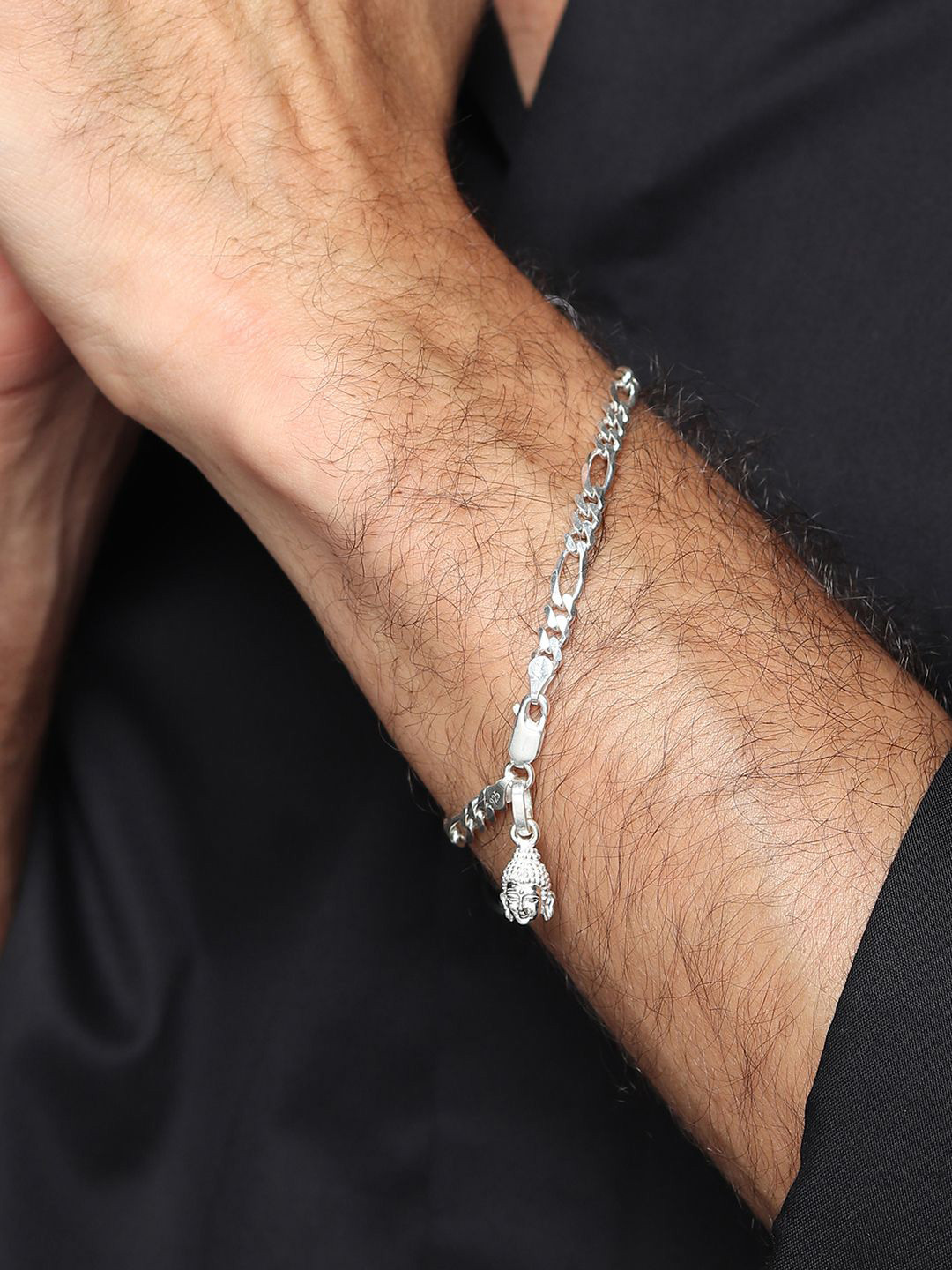 Metronaut Sterling Silver God Buddha Symbol Wraparound Bracelet