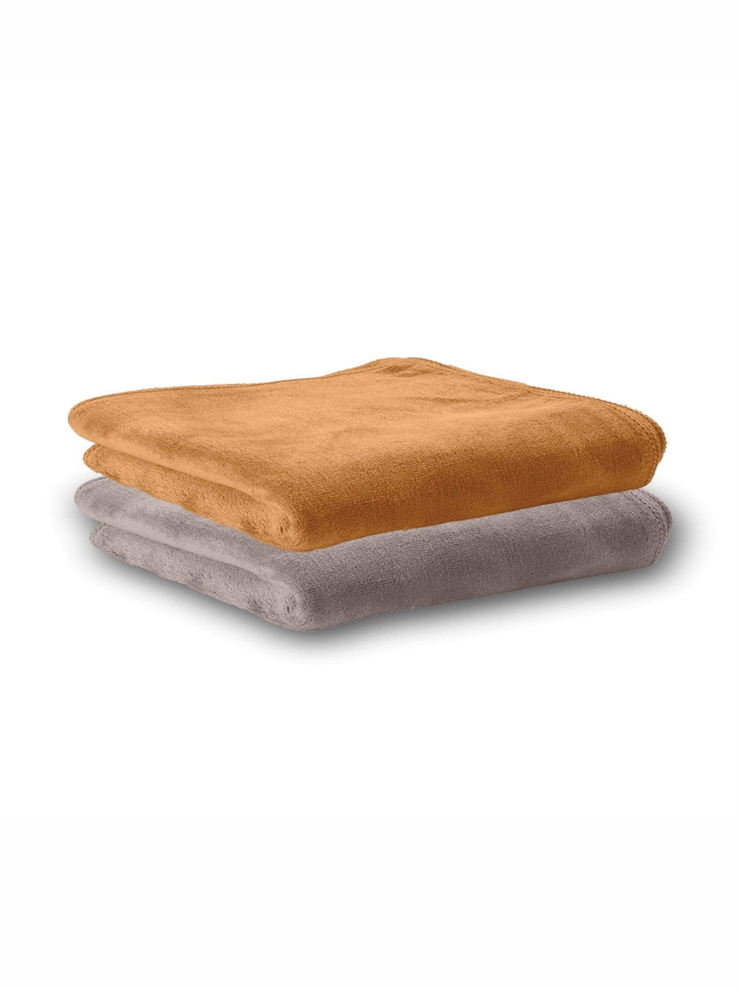HOUSSE 2-Pcs Grey & Brown 450 GSM Super Absorbent Ultra Soft Hand Towels