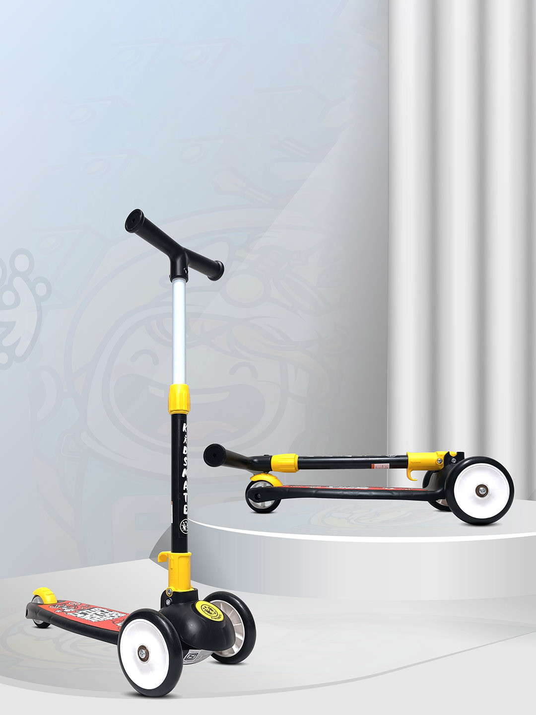 KIDSMATE Kids Foldable & 4 Adjustable Height Scooter Kids Scooter