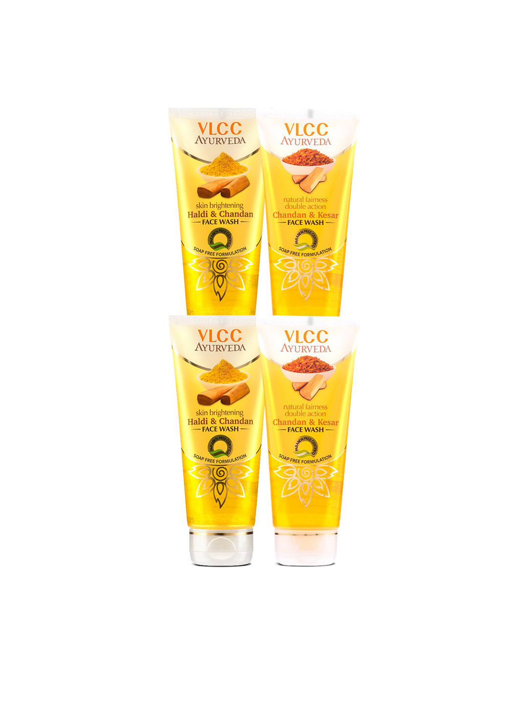 VLCC Set Of 4 Ayurveda Chandan Kesar & Haldi Chandan Facewash - 100 ml Each
