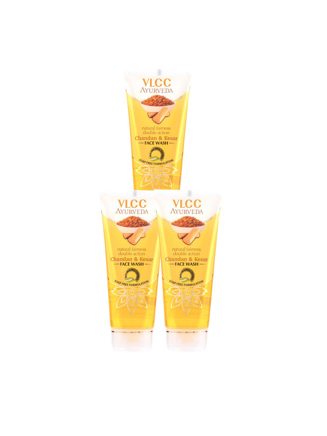 VLCC Set Of 3 Ayurveda Natural Fairness Chandan & Kesar Face Wash - 100 ml Each
