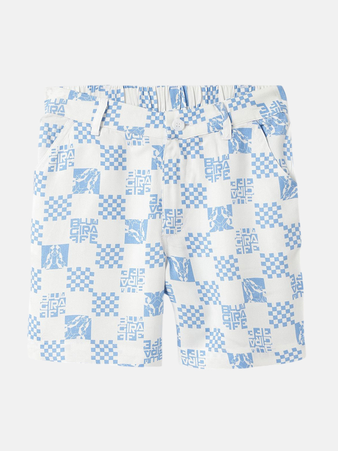 Blue Giraffe Boys All Over Printed Mid Rise Regular Fit Casual Shorts
