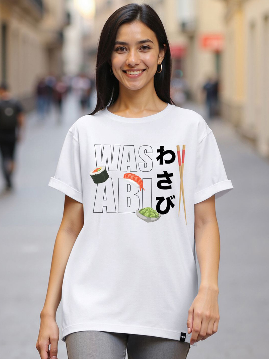 Bewakoof Women White Wasabi Graphic Printed Boyfriend T-shirt