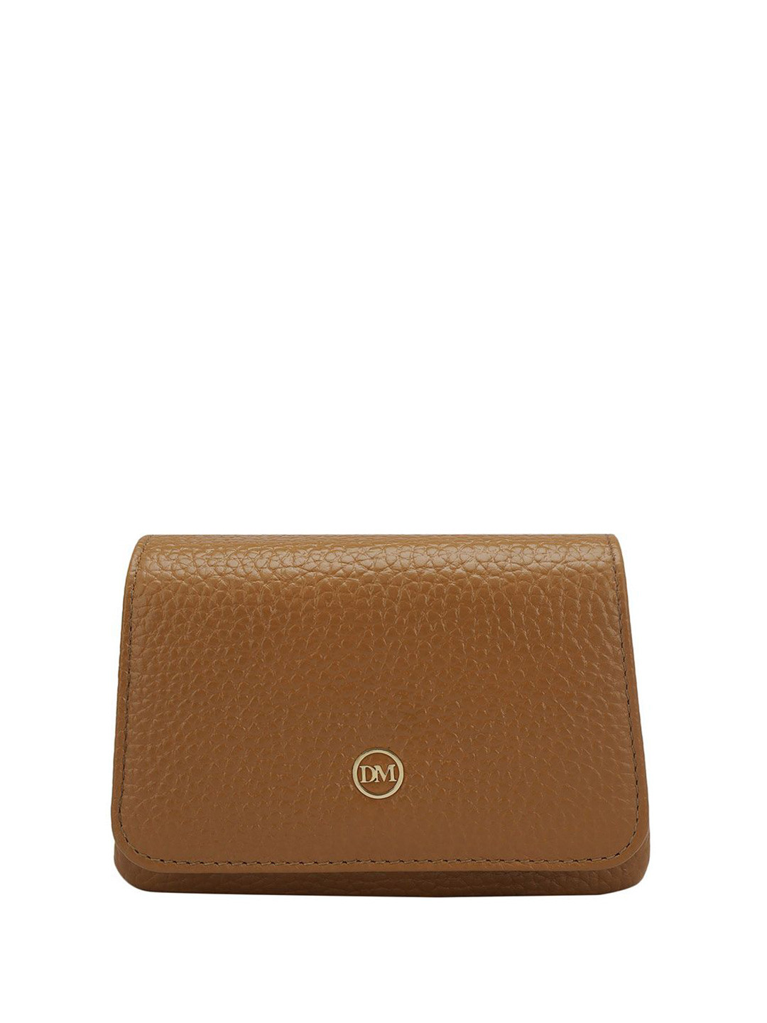 Da Milano Men Textured Zip Coin Pocket Leather Card Holder