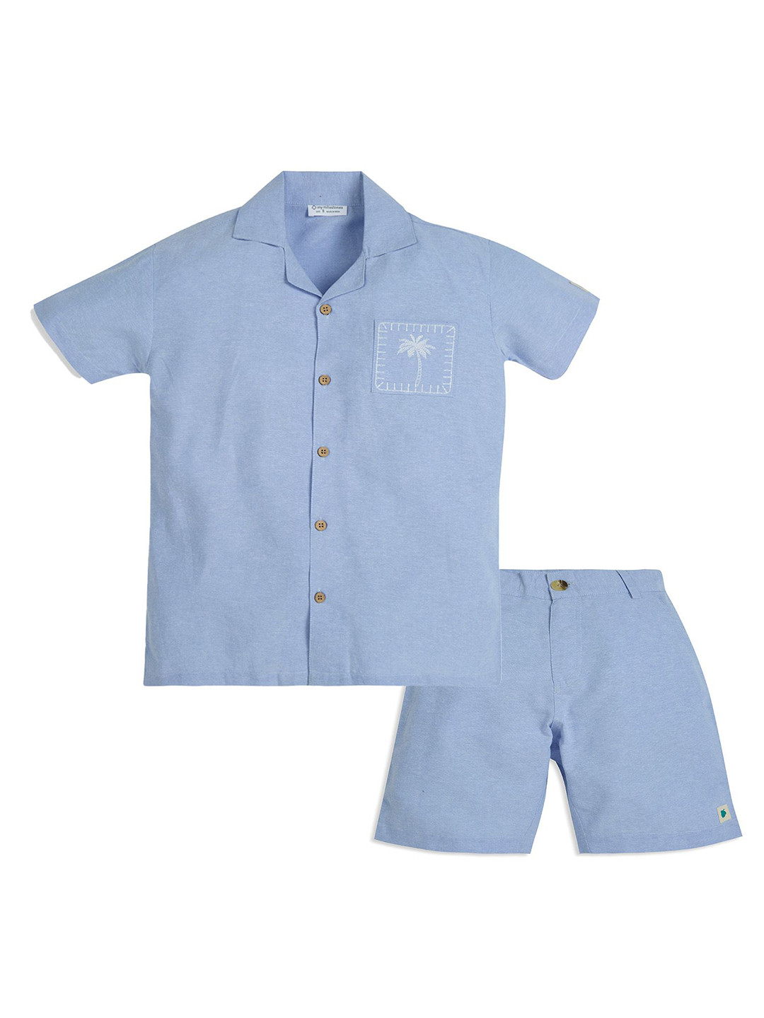 My Milestones Boys Short Sleeves Pure Cotton Shirt With Shorts