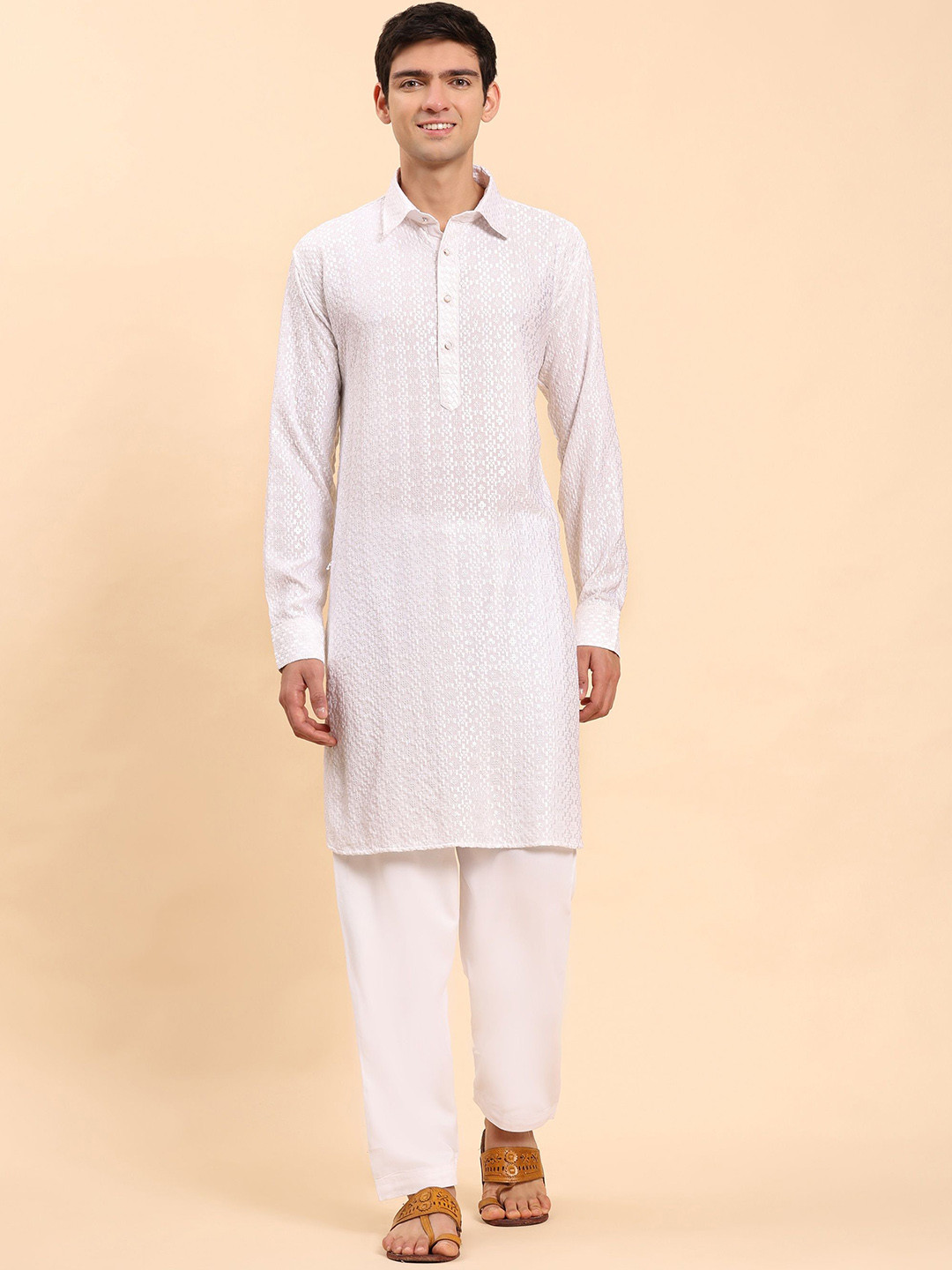 Pro-Ethic STYLE DEVELOPER Embroidered Thread Work Straight Kurta With Pyjamas