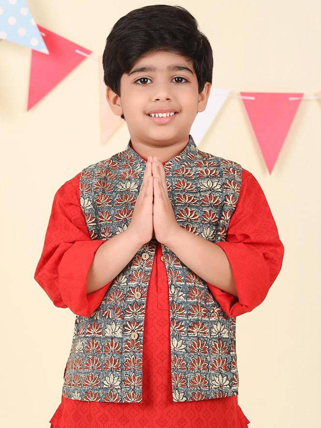 Fabindia Boy Bagru Printed Cotton Woven Nehru Jacket