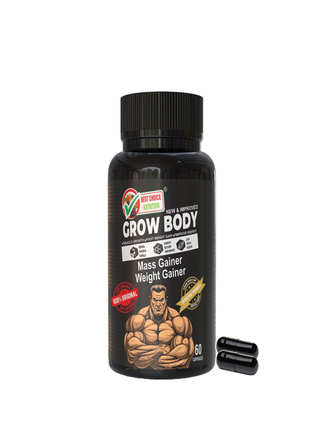 Best Choice Nutrition Grow Body Capsules With Ashwagandha - 60 Capsules