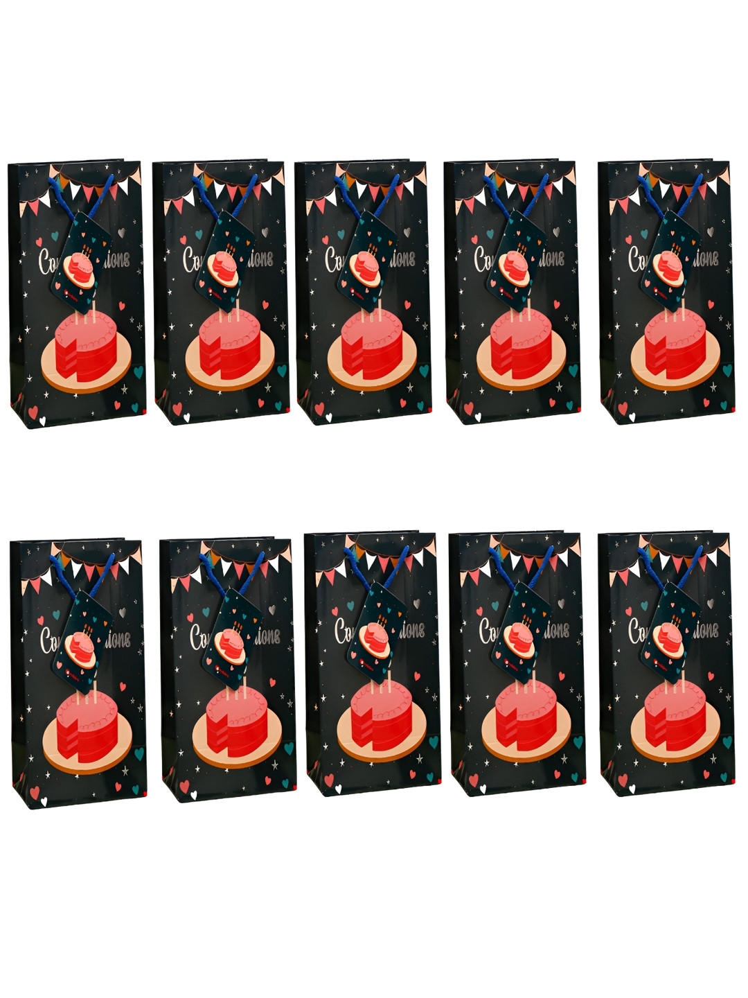 Archies Black & Red 10 Pieces Printed Gifting Paper Bags