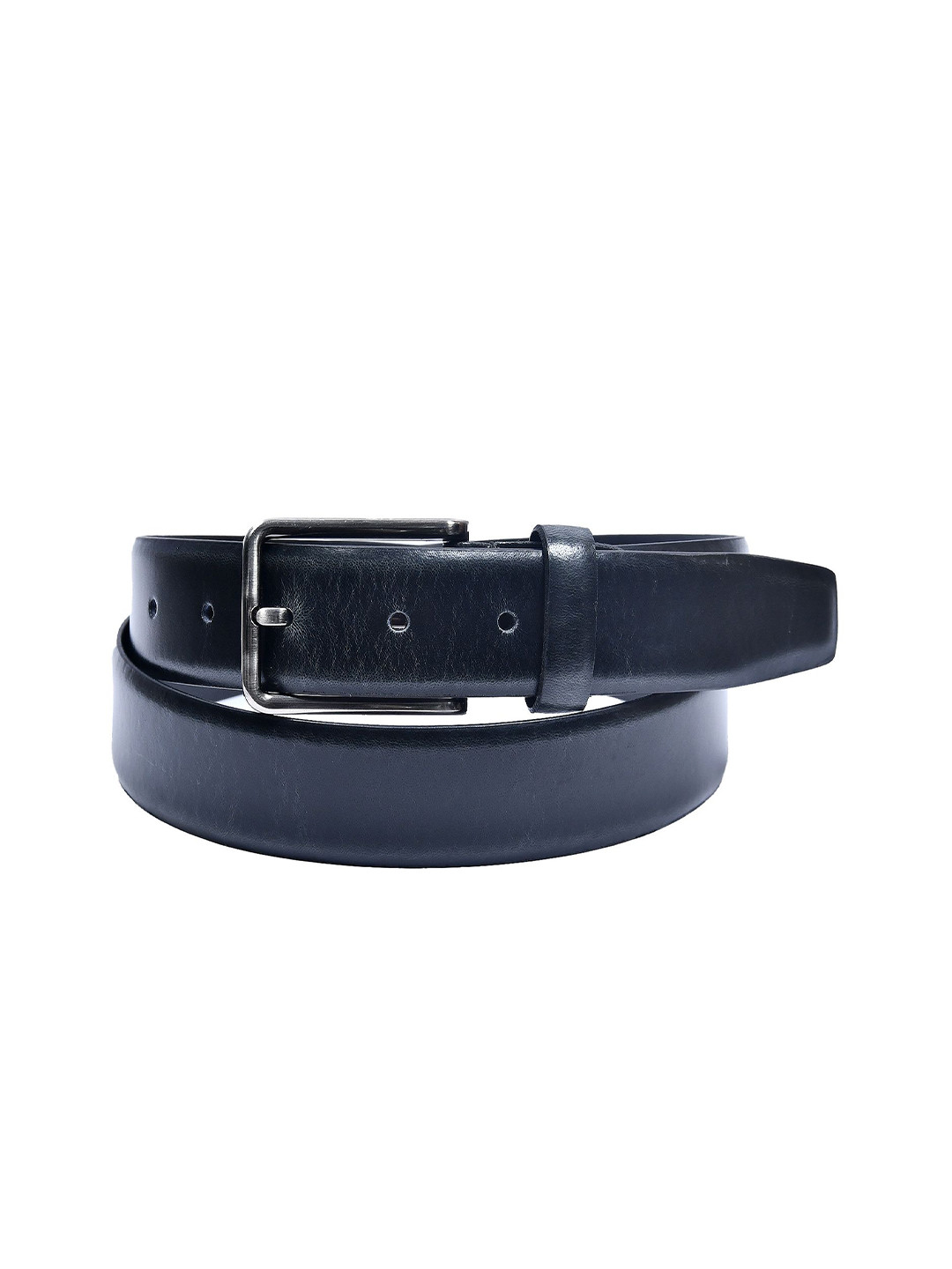 Celtic Unisex Solid Black Genuine Leather Tang Belt with Adjustable TieUp Closure