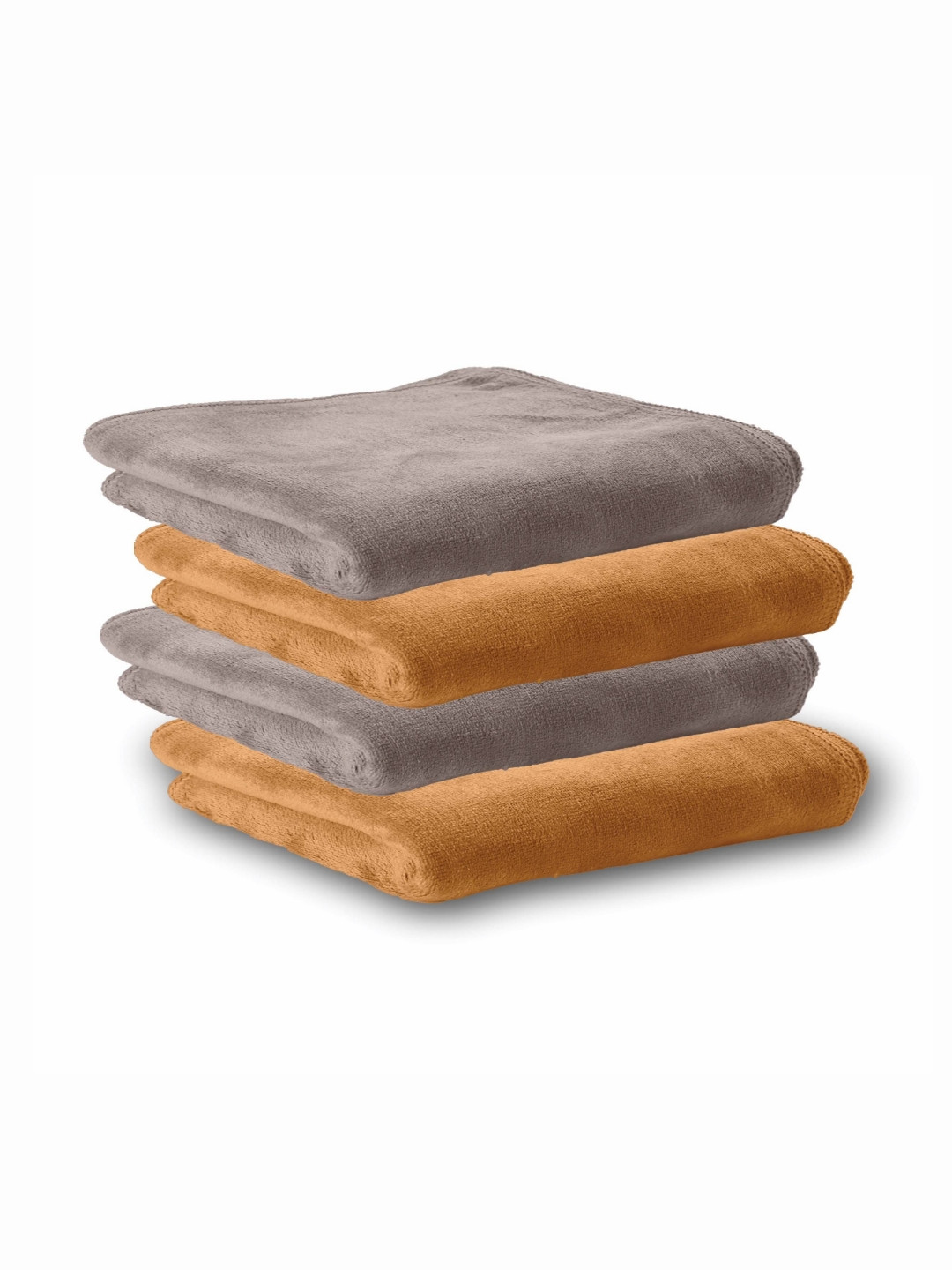 HOUSSE 4 Pieces Beige & Grey Light Weight Hand Towels