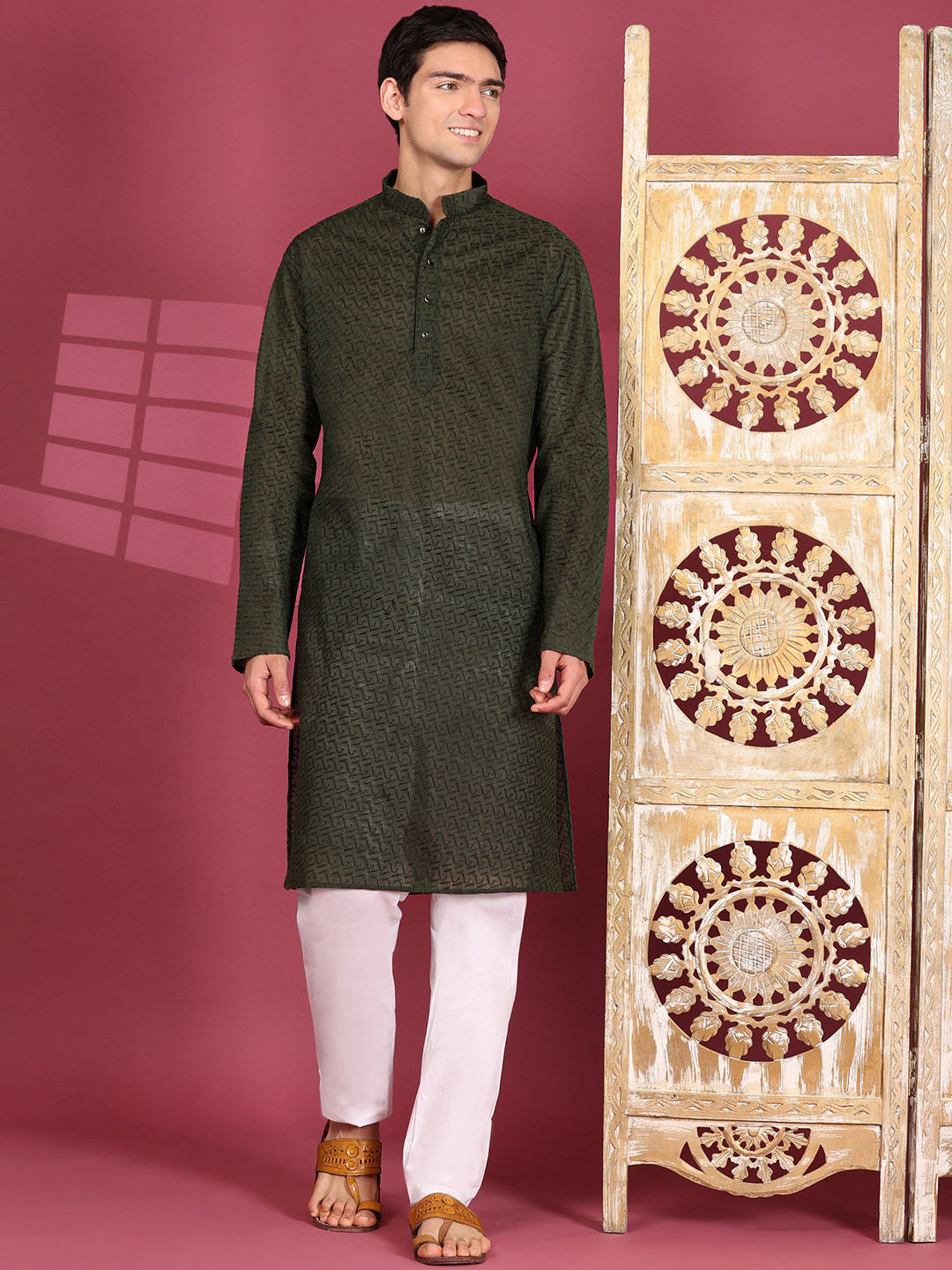 Pro-Ethic STYLE DEVELOPER Embroidered Thread Work Pure Cotton Kurta With Trousers