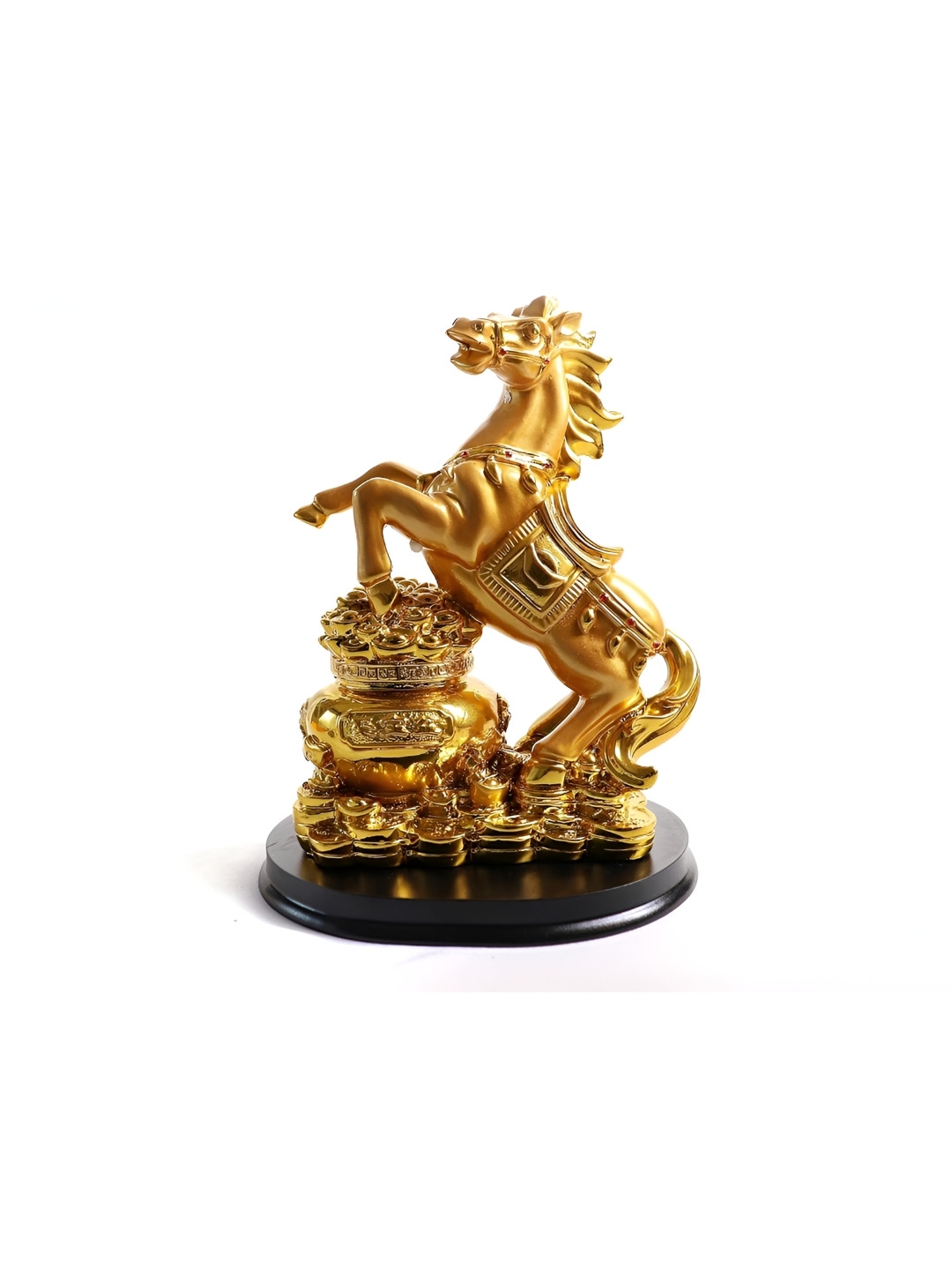 The Spiritual Living Jumping Horse Gold Polyresin Glossy Living Room Medium Showpiece - 5 Inches