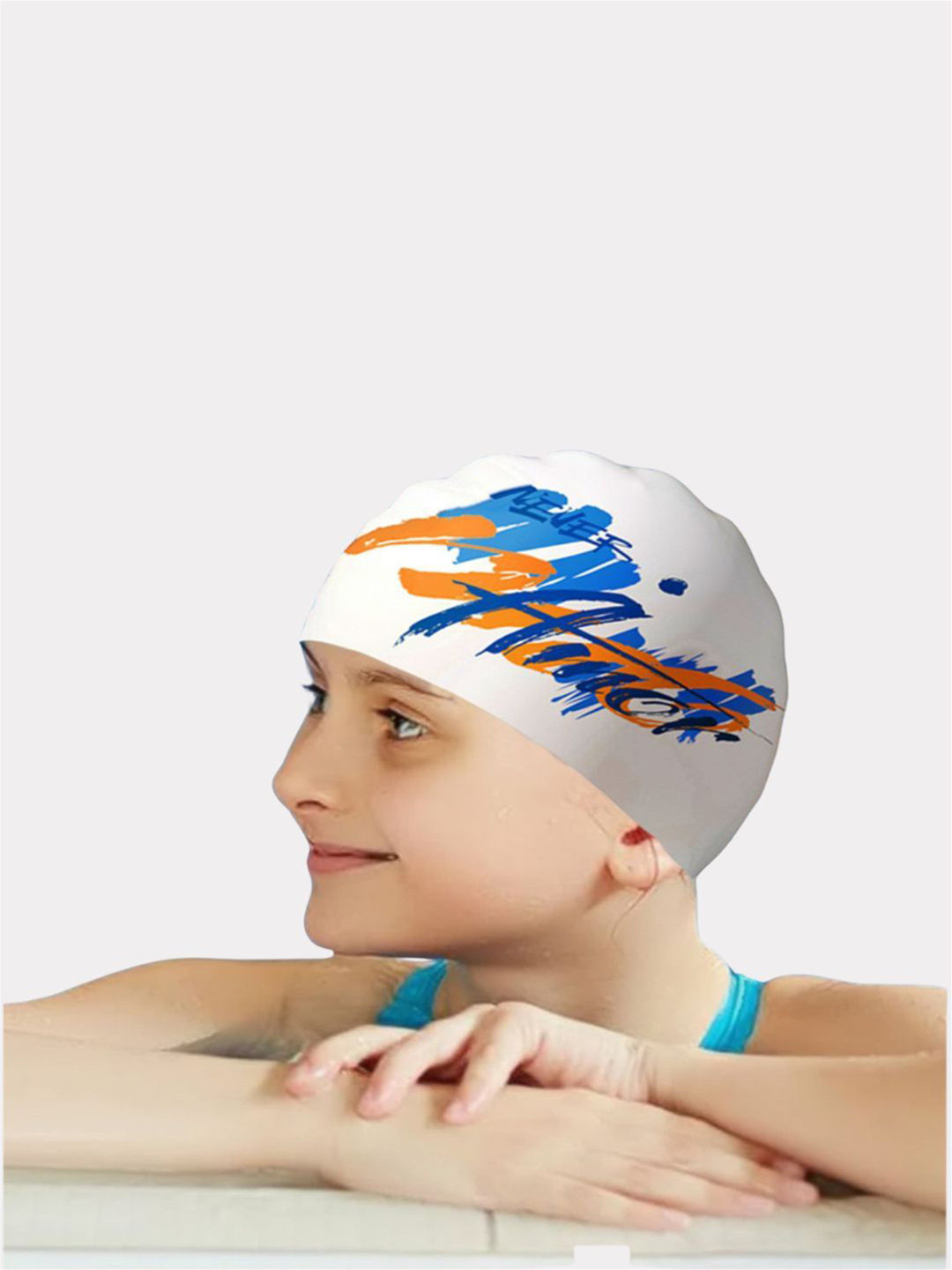 Little Surprise Box LLP White Amor Swimming Cap For Kids & Adults - 10 Years & Above