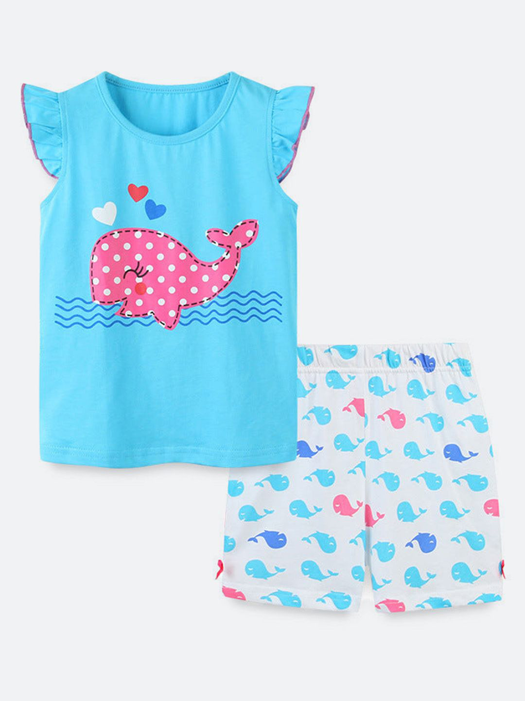Oh Rare Girls Animal Printed Printed T-shirt With Shorts