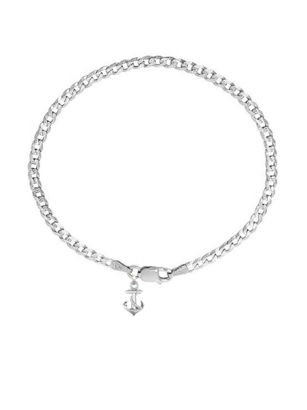 Metronaut Sterling Silver Link Bracelet With Anchor Symbol Pendant