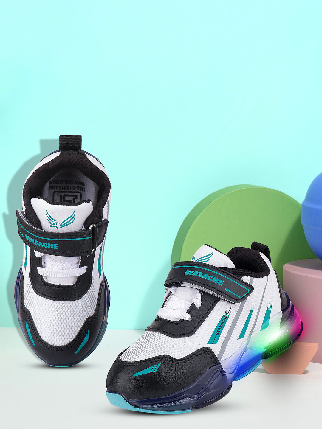 BERSACHE Boys Mesh Walking Non-Marking Shoes With LED Light