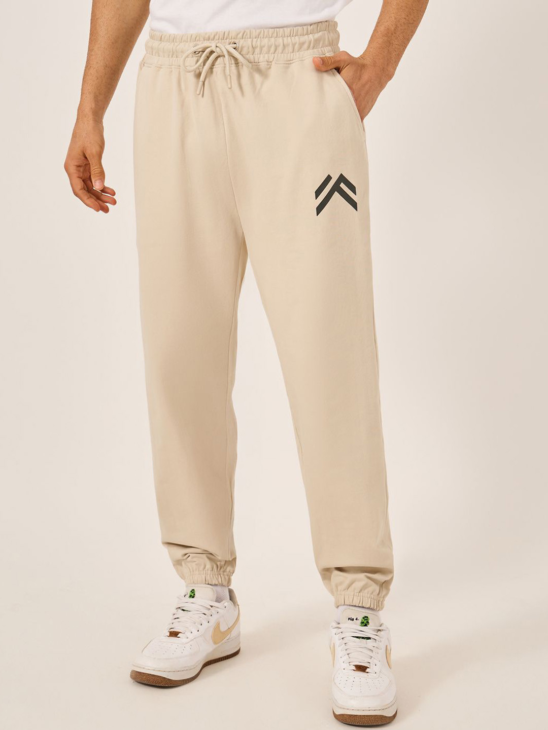 Styli Men Oversized Fit Jogger With Minimal Print In Cotton Terry