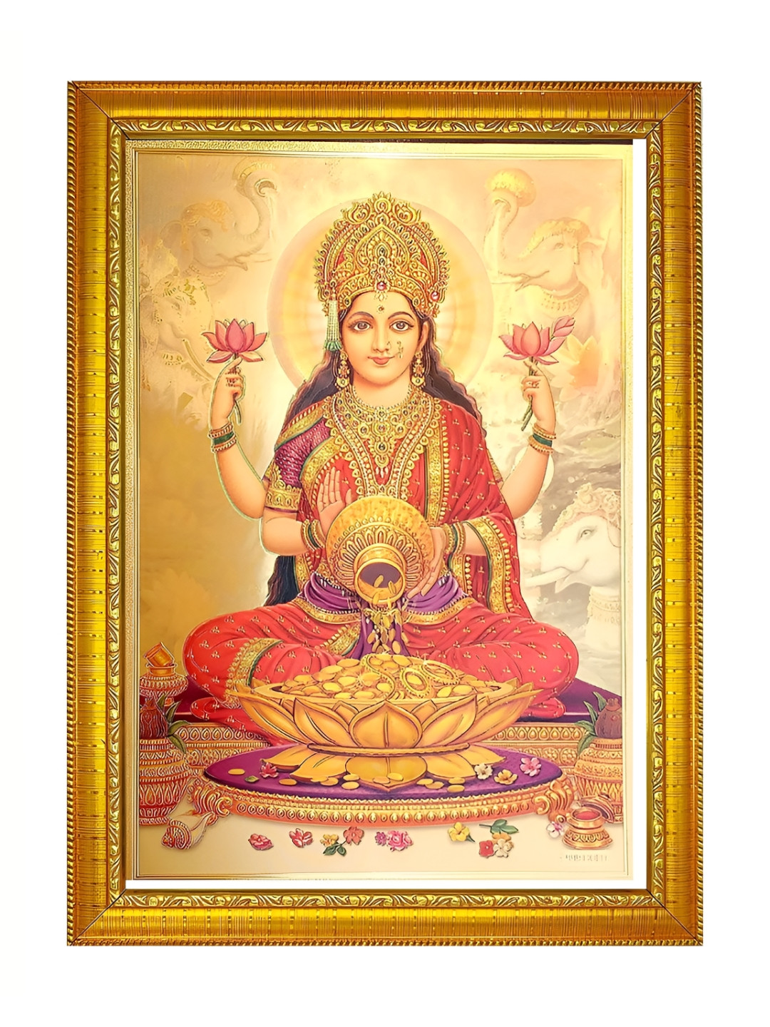 ADA Handicraft Gold-Toned & Red Shree Dhanalakshmi Wood Wall Photo Frames