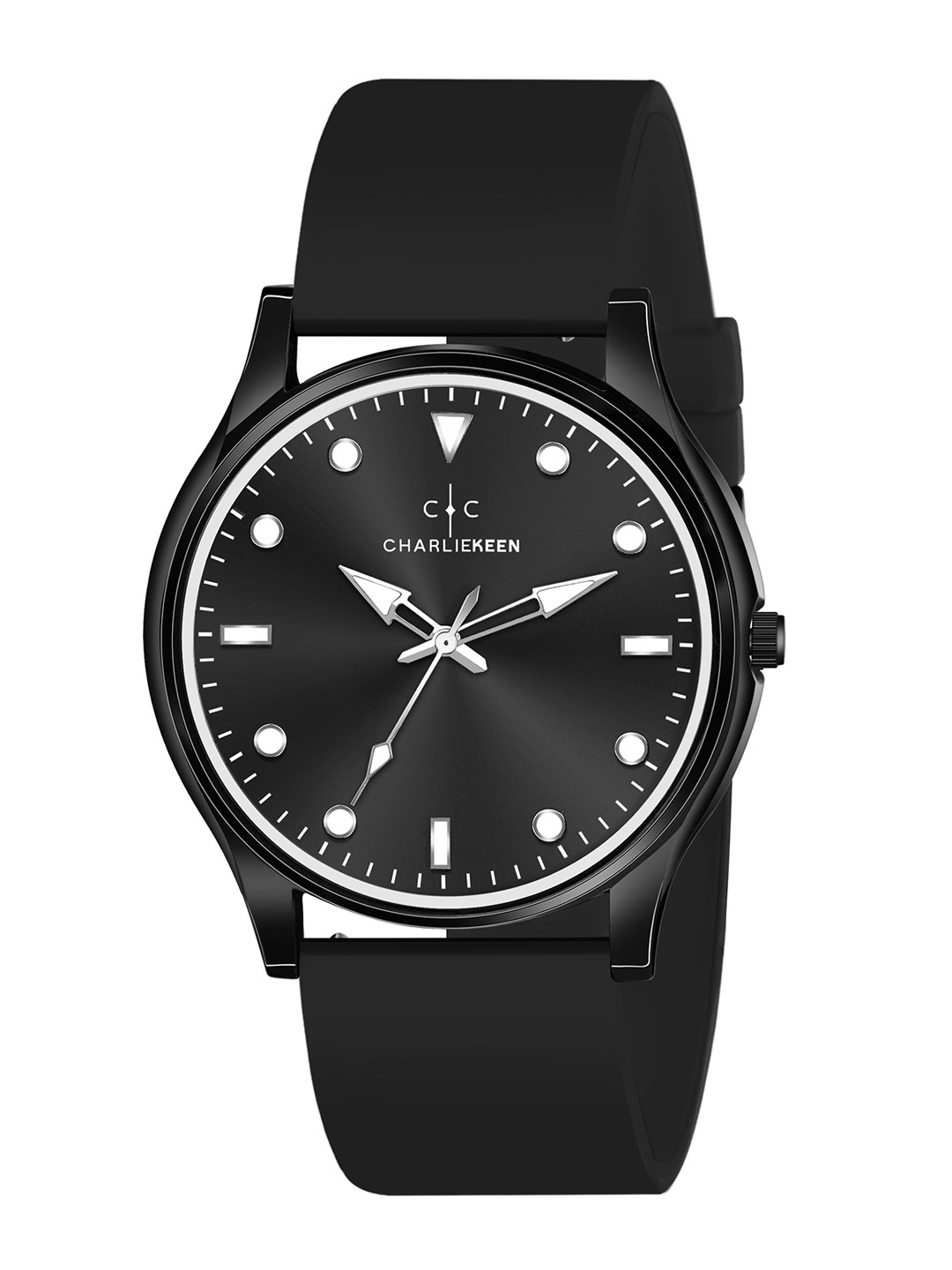 CHARLIEKEEN Men Brass Embellished Dial & Straps Analogue Watch CC-GR015-BLK-BLK