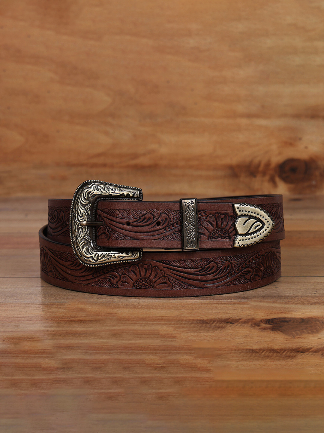 Celtic Unisex Brown Textured Leather Formal Belt Classic TieUp Closure