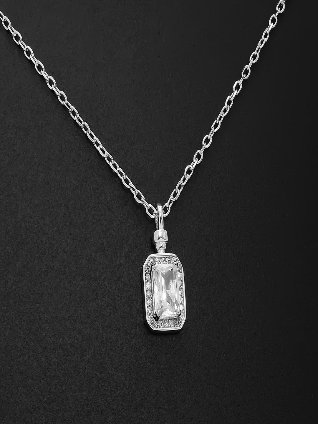 Tweov Jewels 925 Sterling Silver Rectangle Cut Chain Necklace