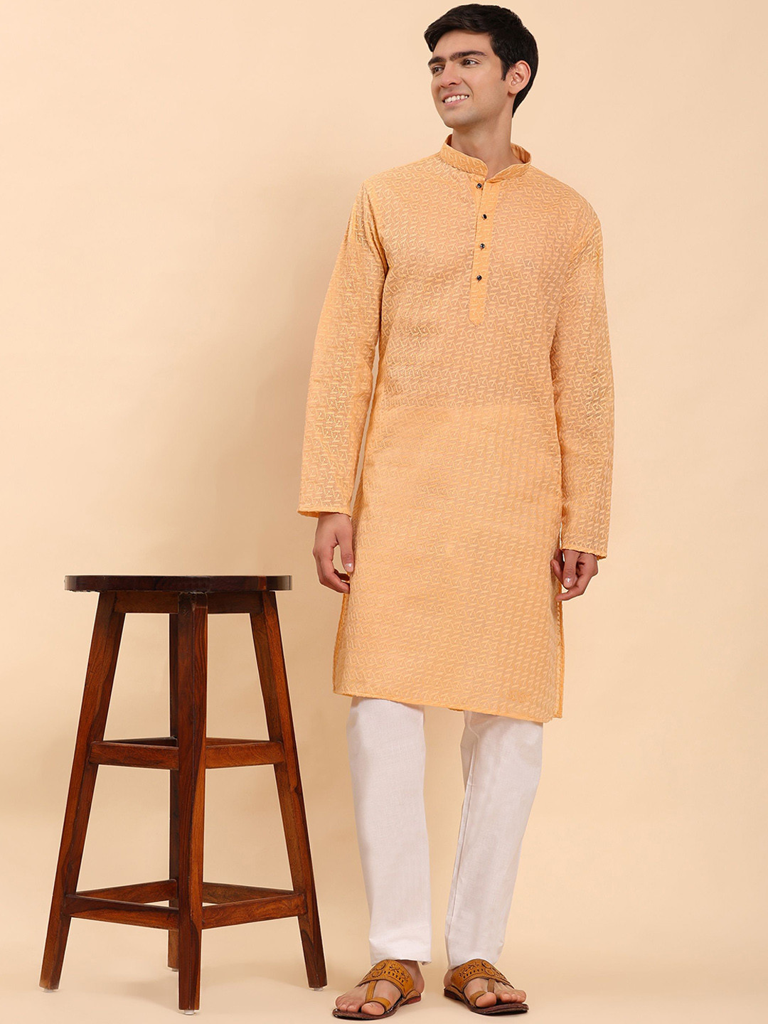Pro-Ethic STYLE DEVELOPER Embroidered Thread Work Pure Cotton Kurta with Trousers